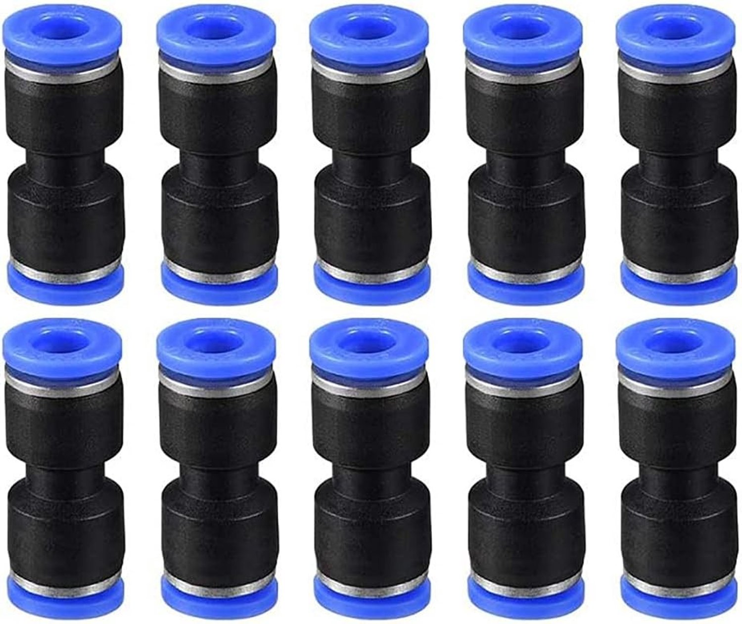 Set van 10 Plastic Snelle Aansluitingen voor Slangen, 8mm Buitenmaat, Push-to-Connect Koppelingen voor Eenvoudige Installatie en Betrouwbare Verbindingen