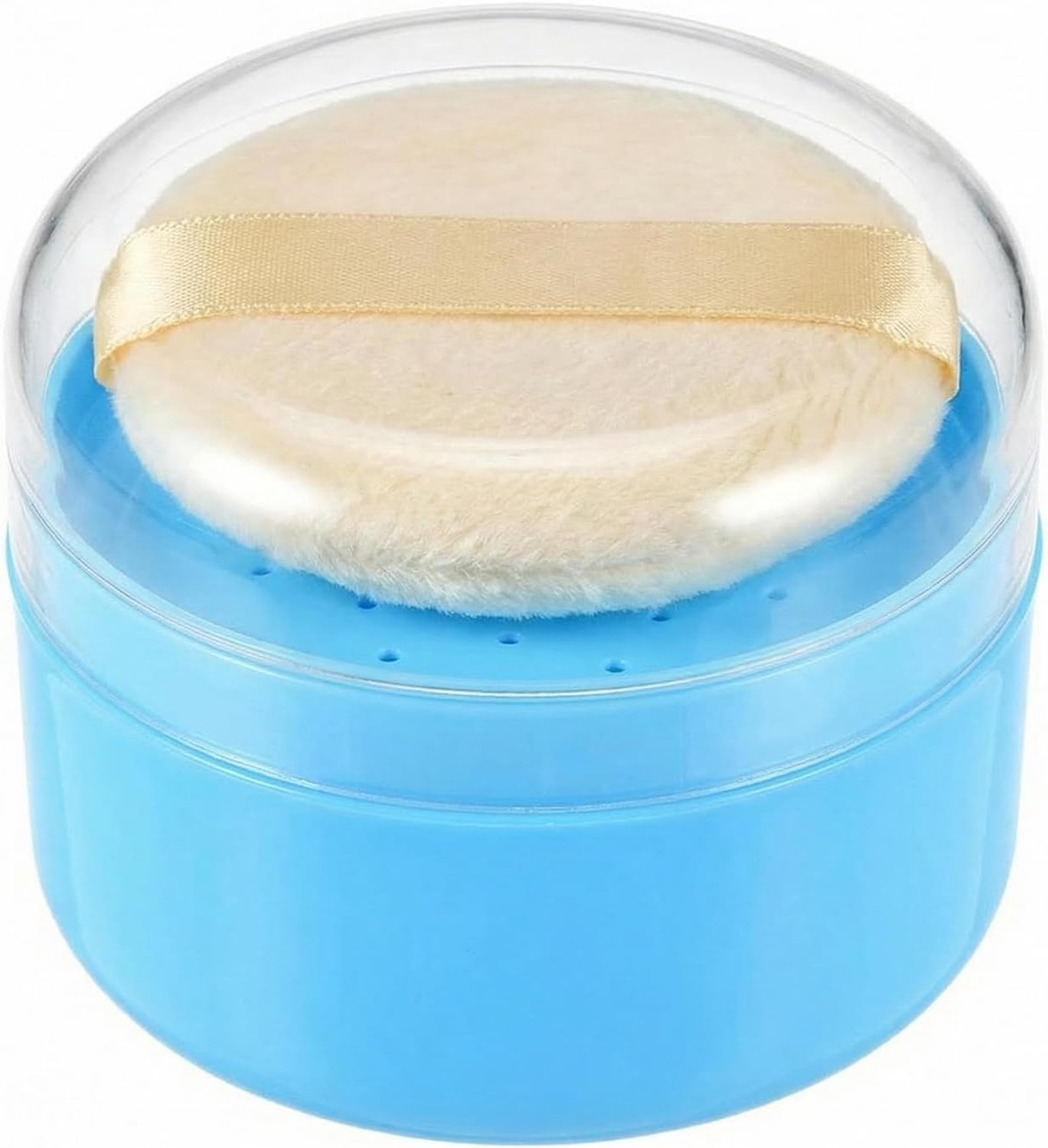 Poederdoosje voor babyverzorging - Blauw plastic - Inclusief spons en zeef - Ideaal voor thuis en onderweg - ShopVlot