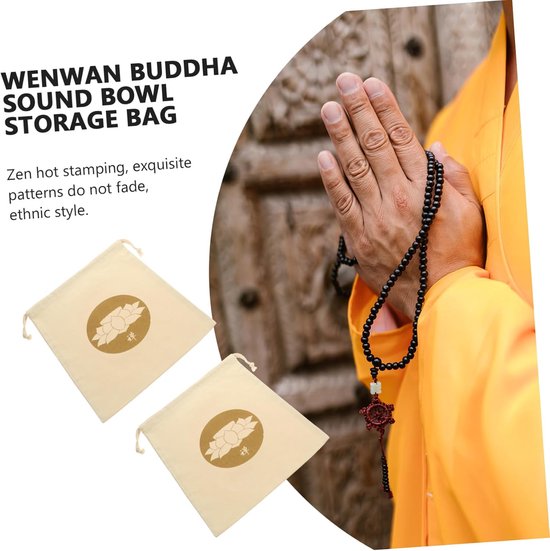 2stuks Zen Meditatie Geluid Kom Tas Katoenen Opbergtas Met Trekkoord Voor Meditatiekussen Duurzaam Praktisch Voor Reizen Buitenactiviteiten — afbeelding 5