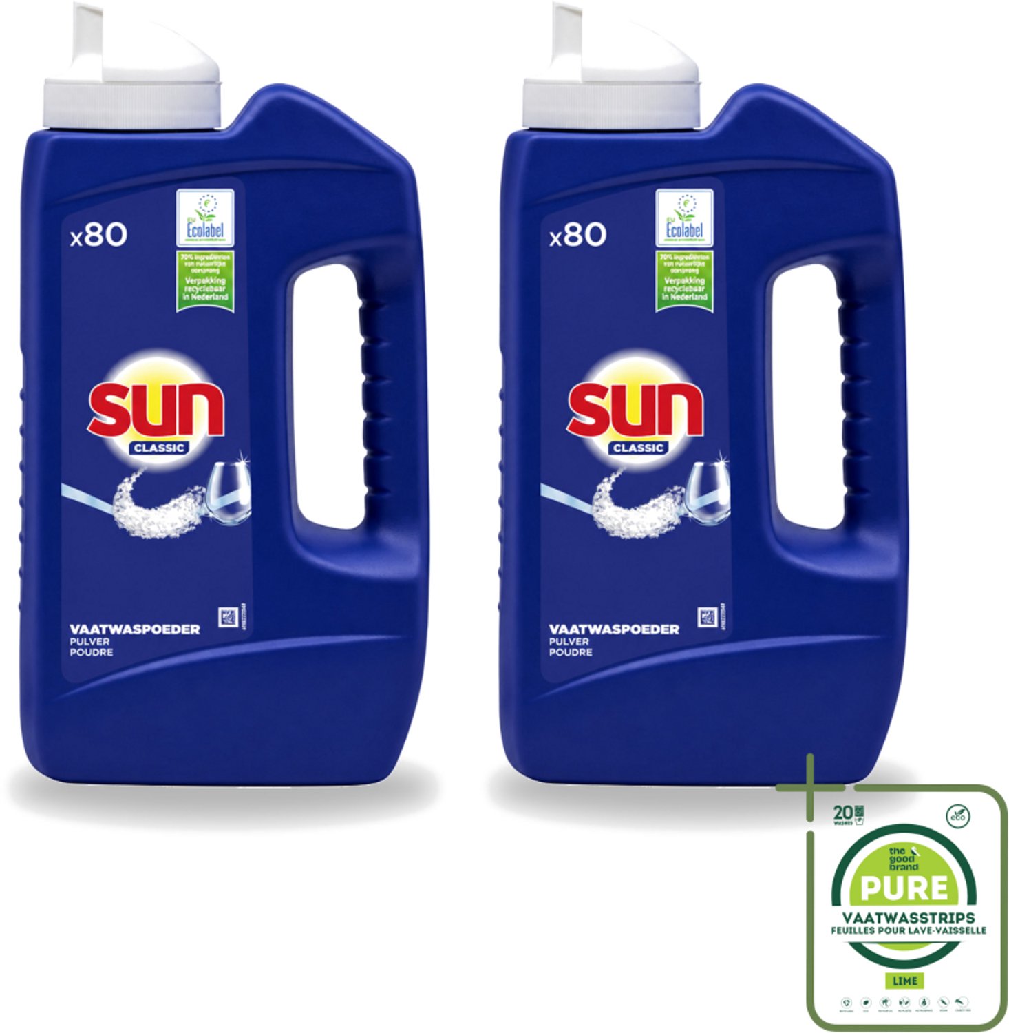 2 x Sun - Vaatwaspoeder - 80 Wasbeurten - 1.36 kg - Grootverpakking - Vaatwasstrips - Vaatwaspoeder - Vaatwasmachine - Reiniging - Vlekken Verwijderen - Schone Vaat
