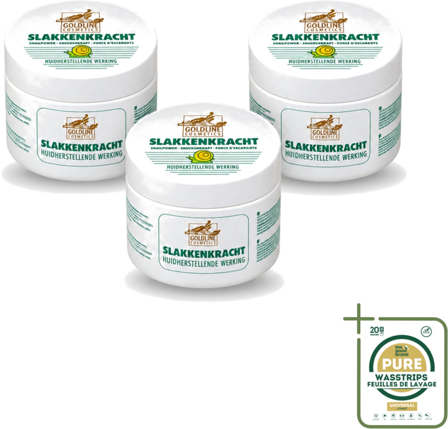 3 x Goldline - Bodycrème - Slakkenkracht - Huidverzorging - Verzachtend - 250 ml - Wasstrips - Huidverzorging - Slakkenkracht - Bodycrème - Hydratatie - Huidherstel
