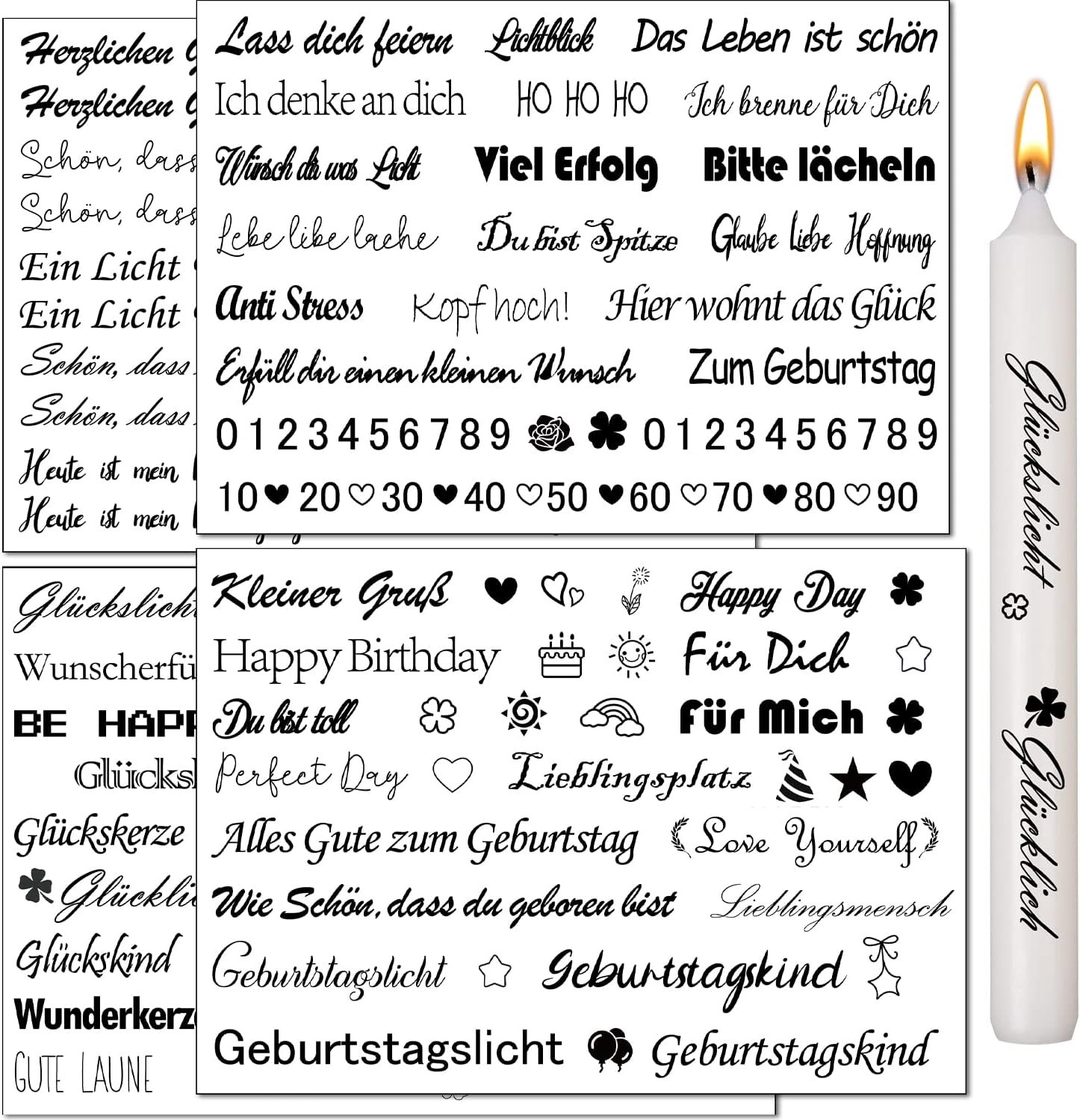 Candle Tattoo Foil 4 Pieces Candles Tattoo Foil Sayings Birthday Candle Tattoo Foil Candles Foil Tattoo Candles Foil - ShopVlot