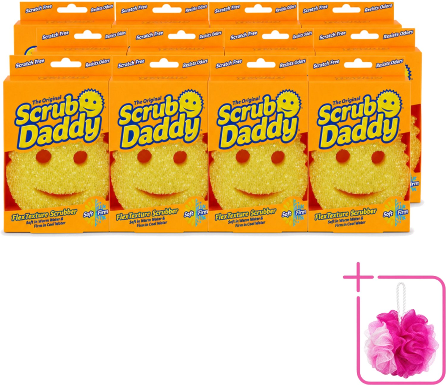 12 x Scrub Daddy - Spons - Veranderende Textuur - 1 Spons - Bulkverpakking - Schoonmaken - Douchemop - Vaat schoonmaken