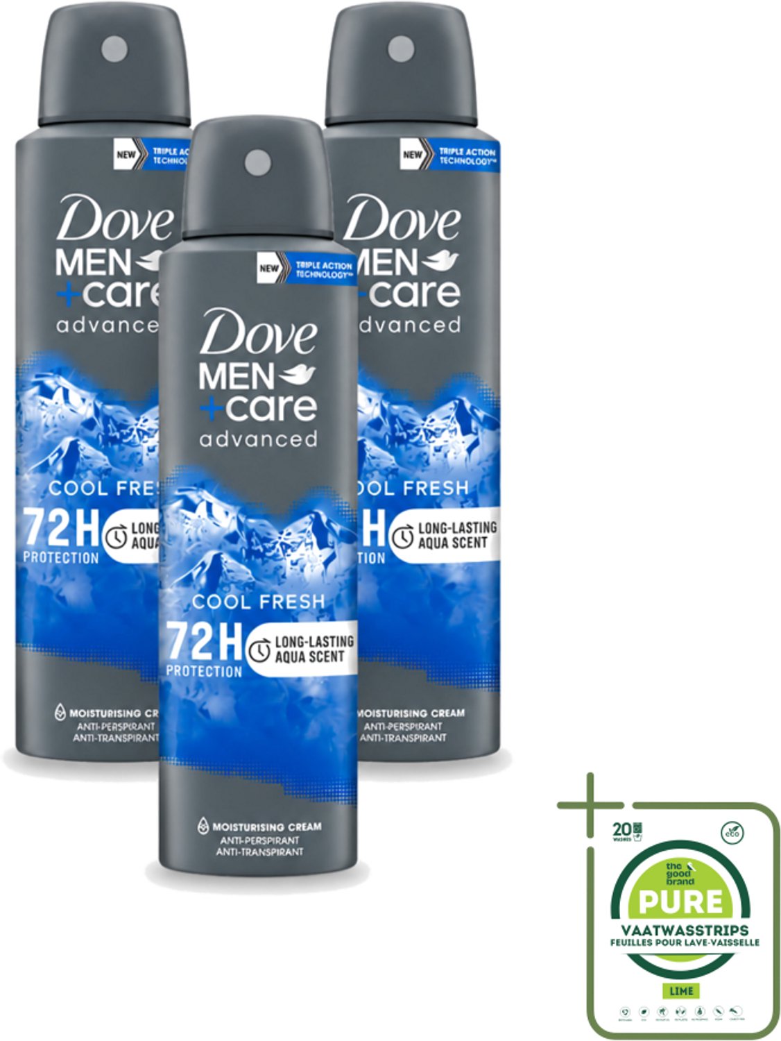 3 x Dove - Deodorant - Men Care Cool Fresh - Verfrissend en langdurige bescherming - 150 ml - Grootverpakking - Deodorant Spray - Zweetvermindering - Frisheid - Mannelijke Geur - Huidbescherming