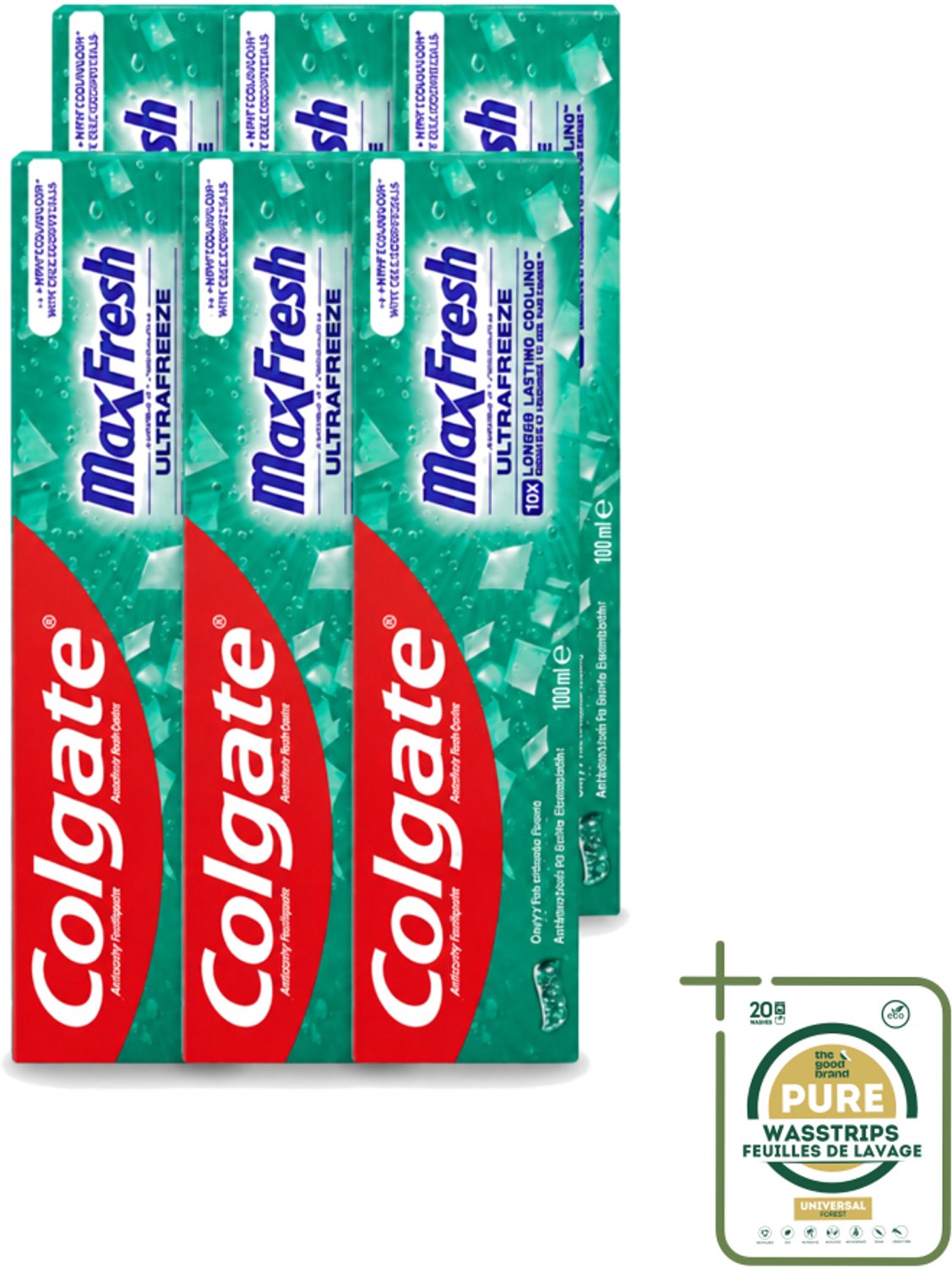6 x Colgate - Max Fresh Clean Mint - Tandpasta - 100ml - Wasstrips - Tandpasta - Tanden Reinigen - Tanden Witter Maken - Tandbederf Bestrijden - Tandsteen Verwijderen