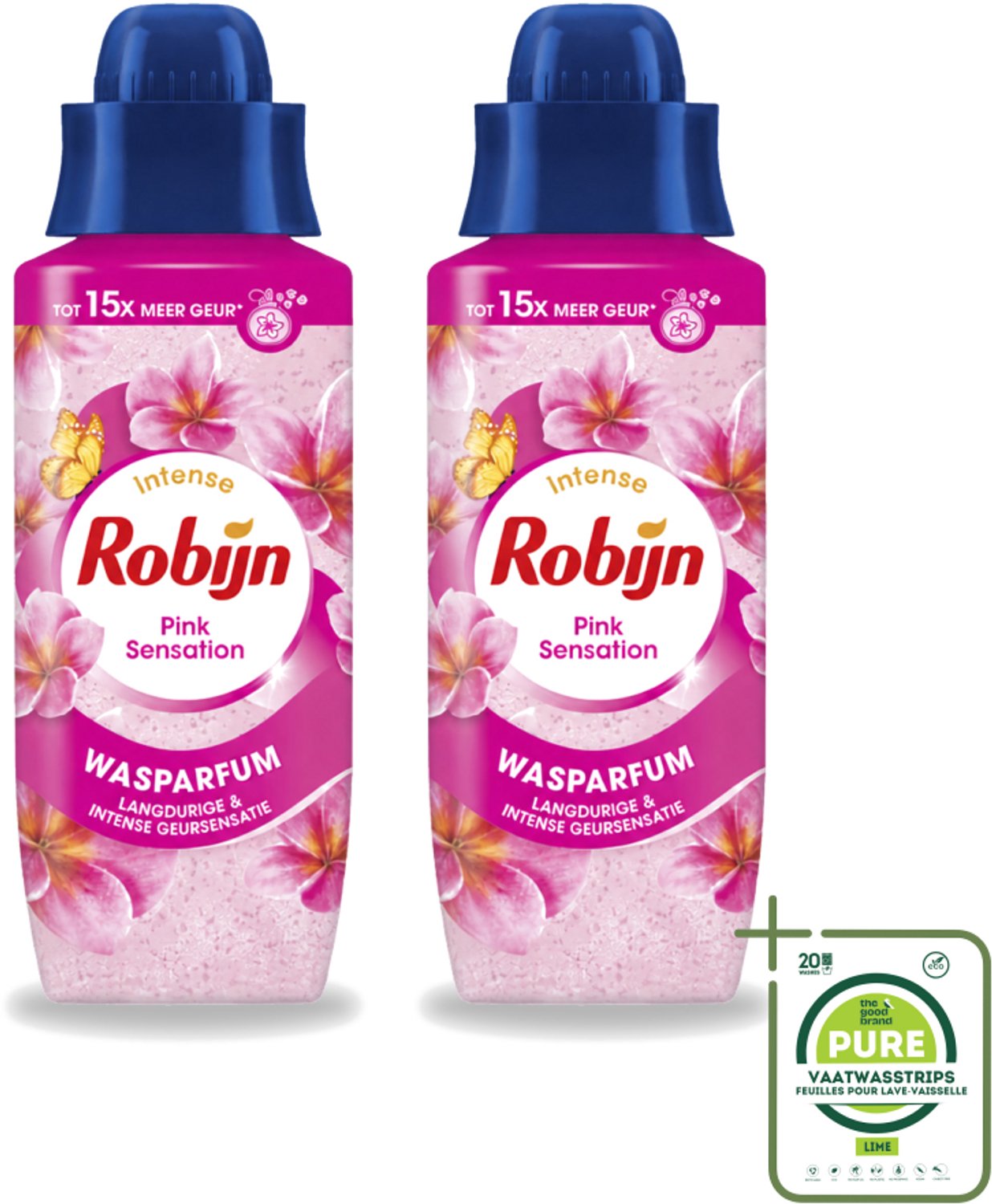 2 x Robijn – Wasparfum – Intense Pink Sensation – 342 ml - Grootverpakking - Vaatwasstrips - Wasparfum - Wasgeur - Geurboost - Wasmiddel - Wasgeur Intensief