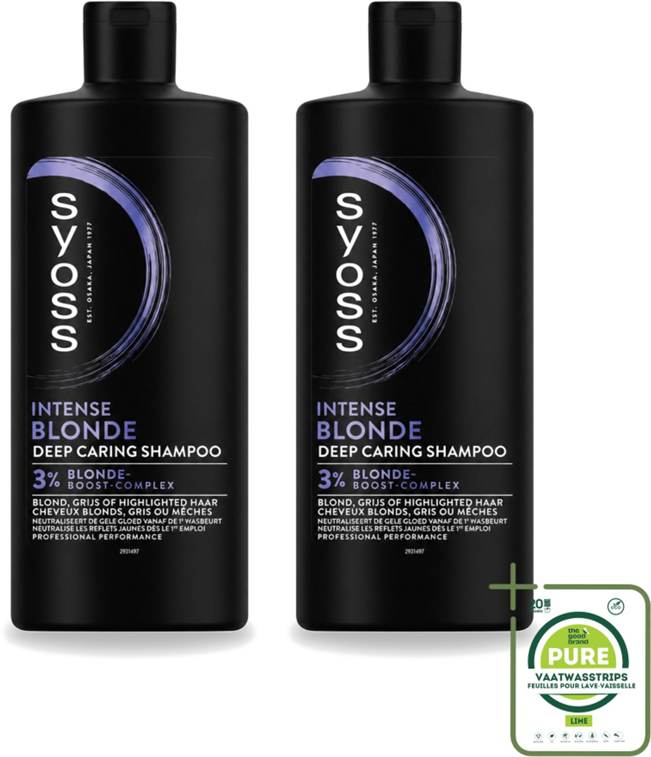 2 x Syoss – Shampoo – Blonde – 440 ml - Grootverpakking - Vaatwasstrips - Blond Haar - Koel Blond - Gele Ondertoon - Kleurintensiteit - Haar Verzorging