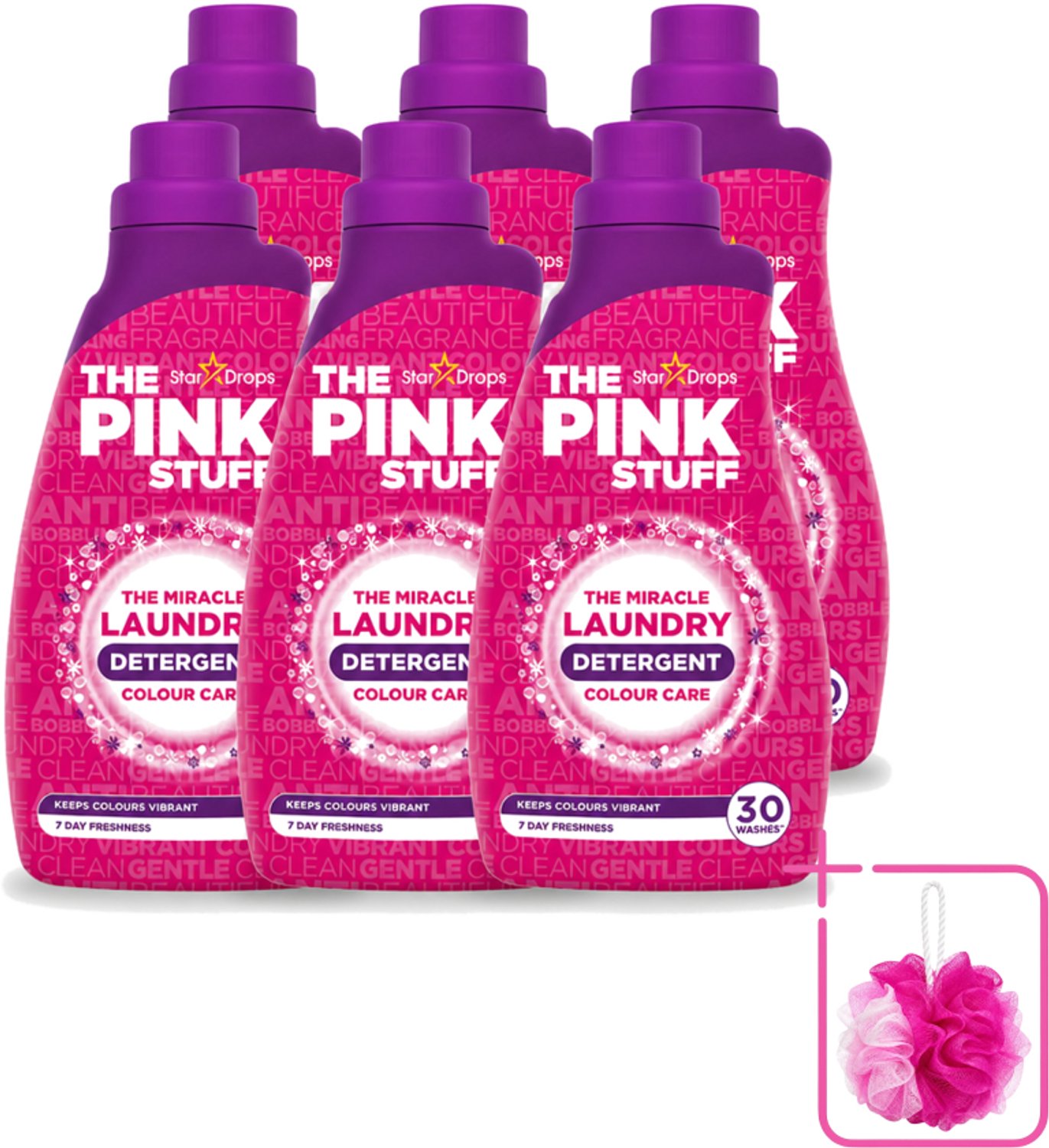 6 x The Pink Stuff - Wasgel - Gekleurde was - Wasmiddel - 30 Wasbeurten - 960ml - Bulkverpakking - Wasmiddel - Douchemop - Wasgel