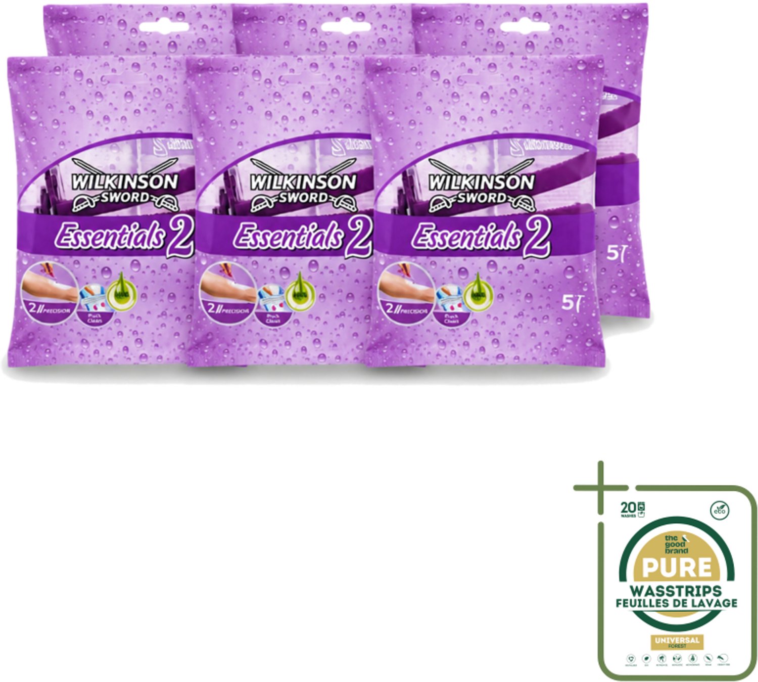 6 x Wilkinson - Wegwerpscheermesjes Essentials 2 - Voor Dames - Antislip Greep - 5 scheermesjes - Wegwerpscheermesjes - Scheermesjes Voor Dames - Antislip Handgreep - Scherpe Mesjes - Dagelijks Gebruik