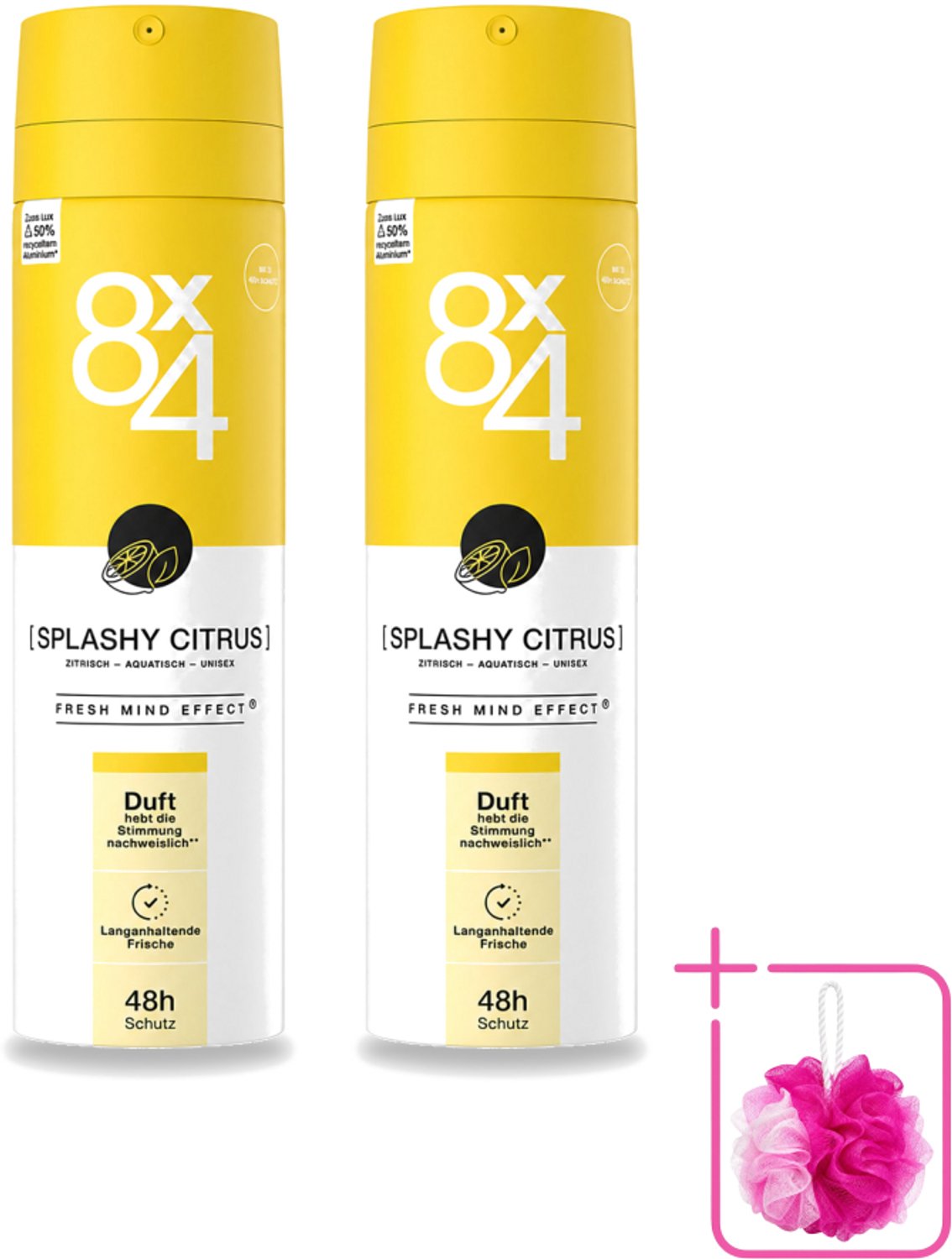 2 x 8 x 4 Deospray - Splashy Citrus - Deodorant - Citrusgeur - 150 ml - Bulkverpakking - Citrusgeur - Douchemop - Deodorant