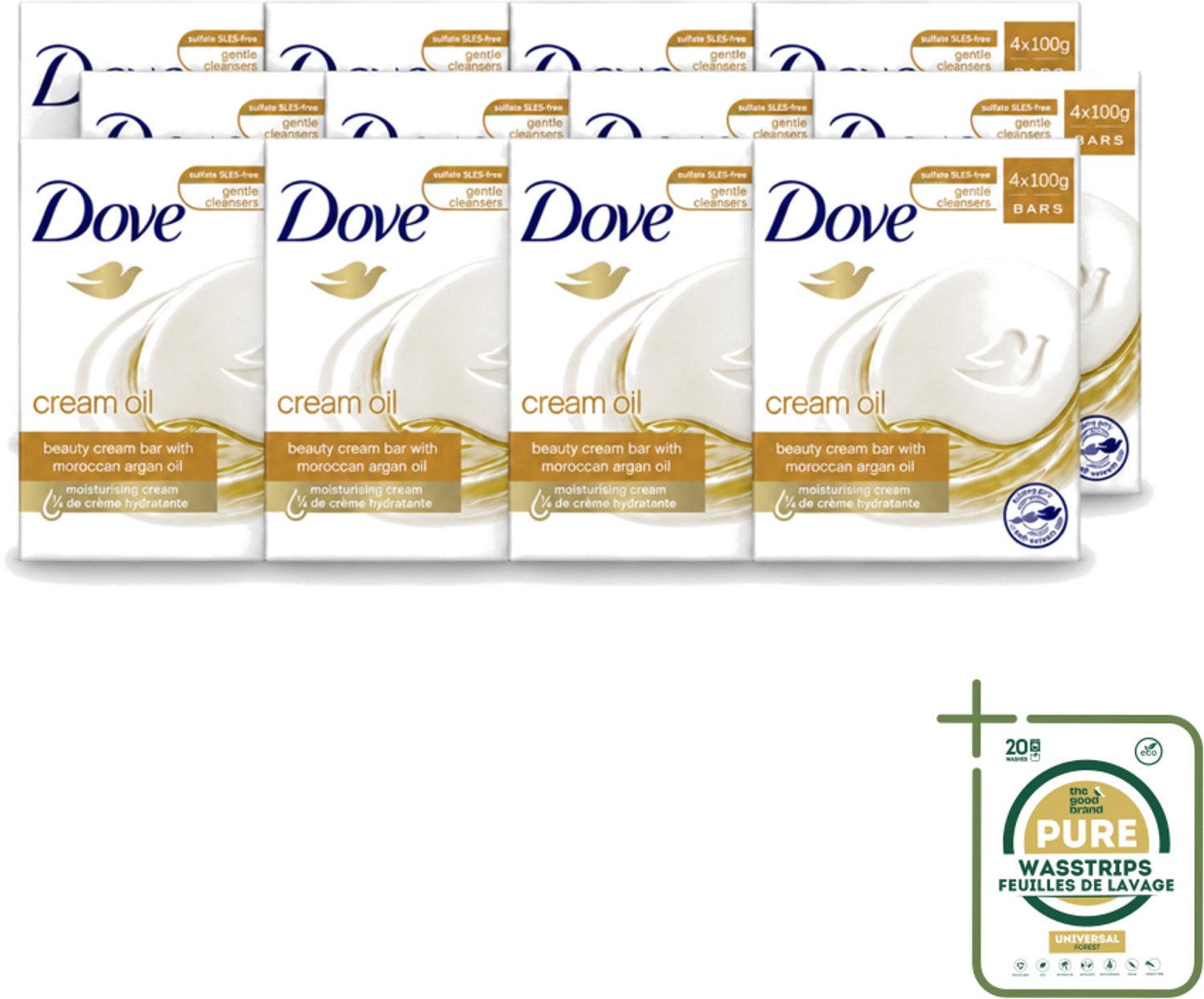 12 x Dove – Zeep – Cream Oil Soap Bar – 4 x 100 g - Wasstrips - Zeep - Huid Verzorging - Arganolie - Droge Huid - Hydratatie