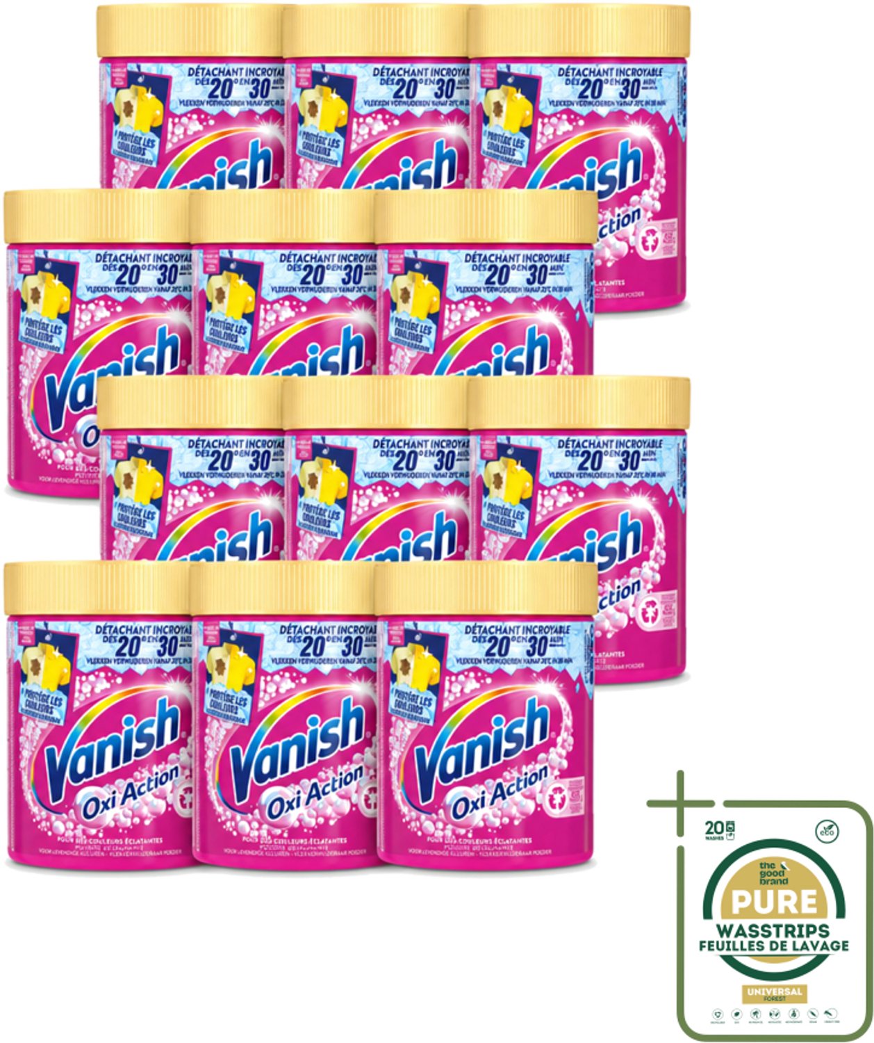12 x Vanish – Wasbooster Poeder – Oxi Action Gekleurde Was – 470 g - Wasstrips - Wasbooster Poeder - Gekleurde Was - Vlekverwijdering - Kleurbehoud - Anti-verkleuring