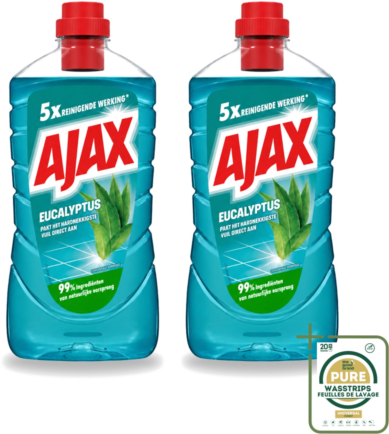 2 x Ajax – Allesreiniger – Eucalyptus – 1000 ml - Allesreiniger Eucalyptus - Reiniging - Frisse Geur - Natuurlijke Schoonmaak - Krachtige Reiniging