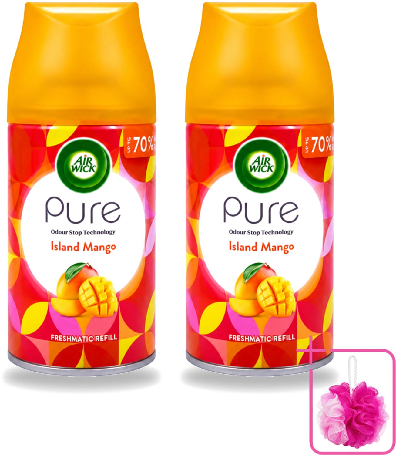 2 x Air Wick – Luchtverfrisser Navulling – Island Mango – 250 ml - Bulkverpakking - Luchtverfrisser - Tropische geur
