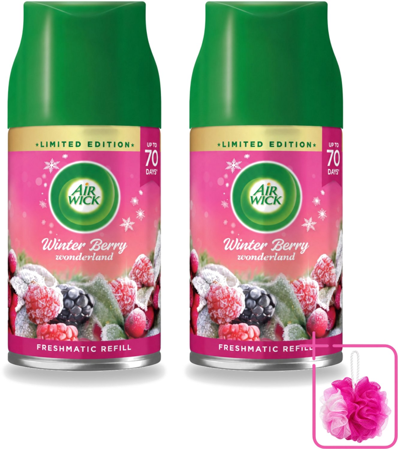 2 x Air Wick Freshmatic – Automatische Luchtverfrisser Navulling – Winter Berry Wonderland - 250 ml - Bulkverpakking - Winterse geur - Frisse geur