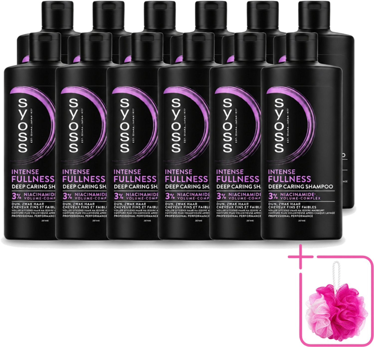 12 x Syoss – Shampoo – Intense Fullness – 440 ml - Bulkverpakking - Volume shampoo - Douchemop - Volumeshampoo