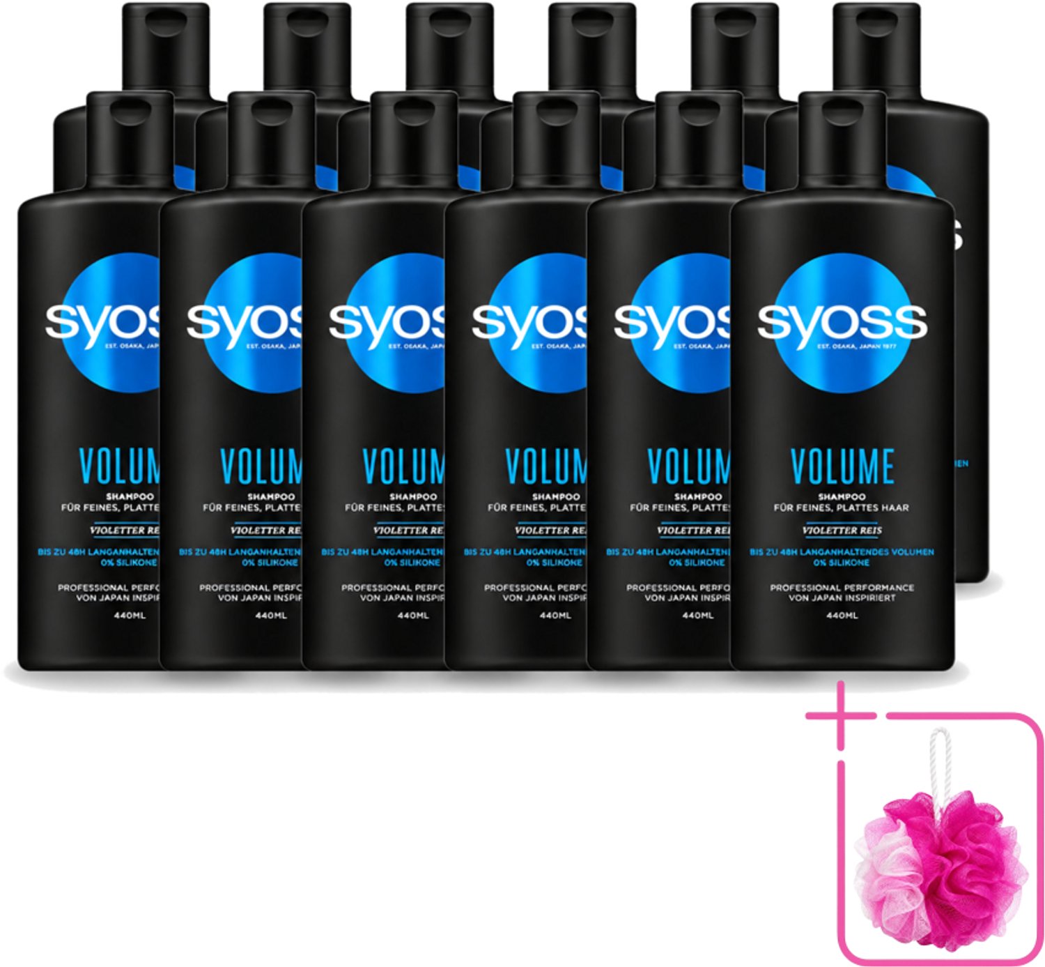 12 x Syoss – Shampoo – Volume – 440 ml - Bulkverpakking - Volume shampoo - Douchemop - Fijn haar shampoo