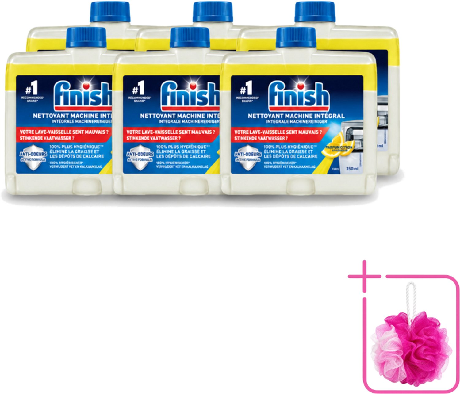 6 x Finish – Machinereiniger – Hygiene Lemon – 250 ml - Bulkverpakking - Vaatwasser reinigen - Douchemop - Vaatwasser reinigingsmiddel