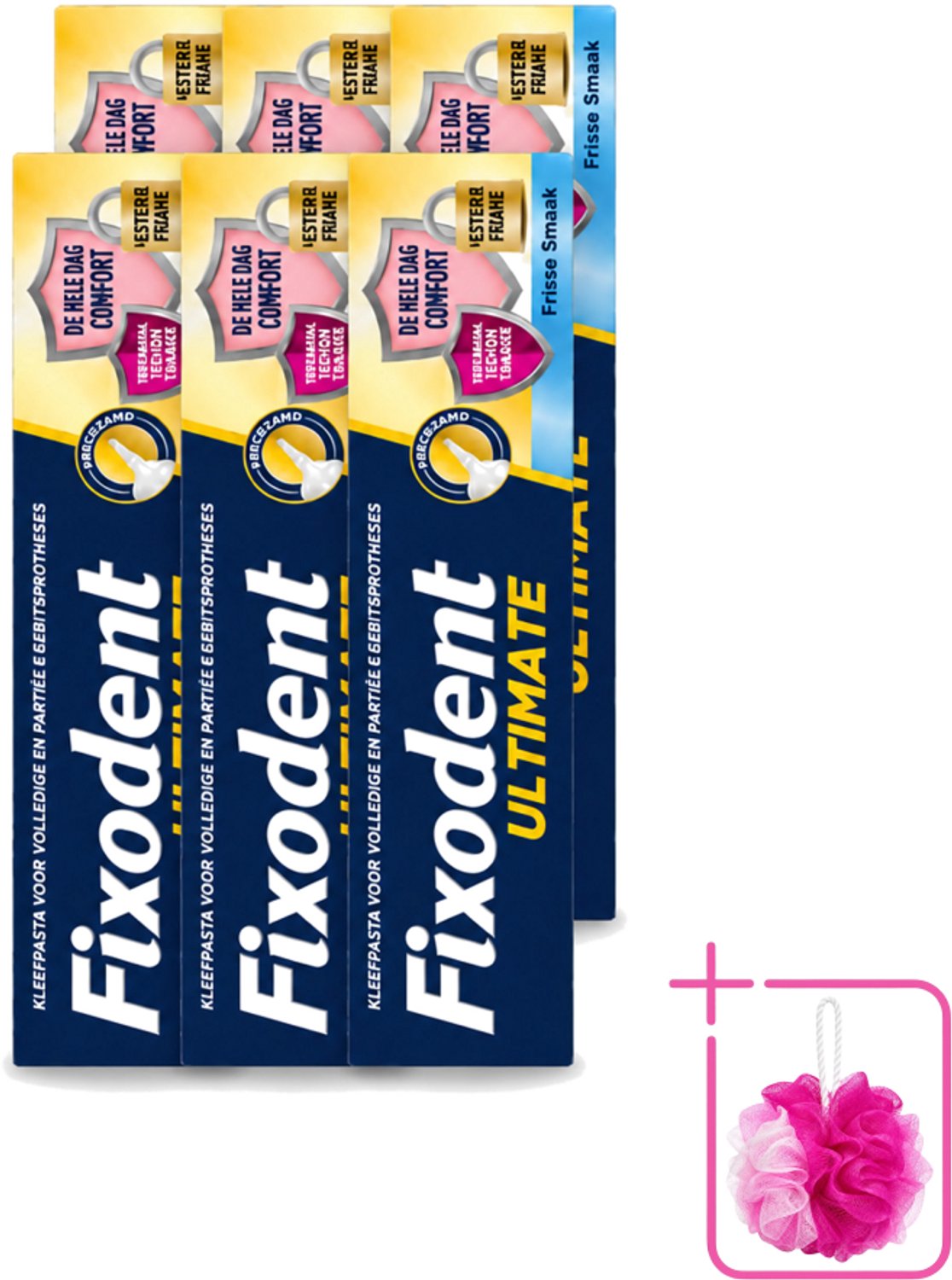 6 x Fixodent – Kleefpasta – Ultimate Fresh – 40 g - Bulkverpakking - Kleefpasta kunstgebit - Douchemop - Kunstgebit fixatie
