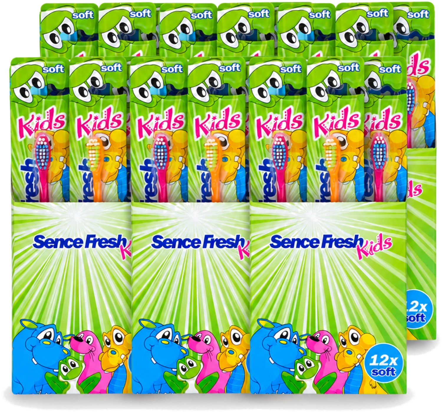 6 x Sence - Fresh Kids Soft - Tandenborstels - Zacht - 12 Tandenborstels - Voordeelverpakking - 6 stuks