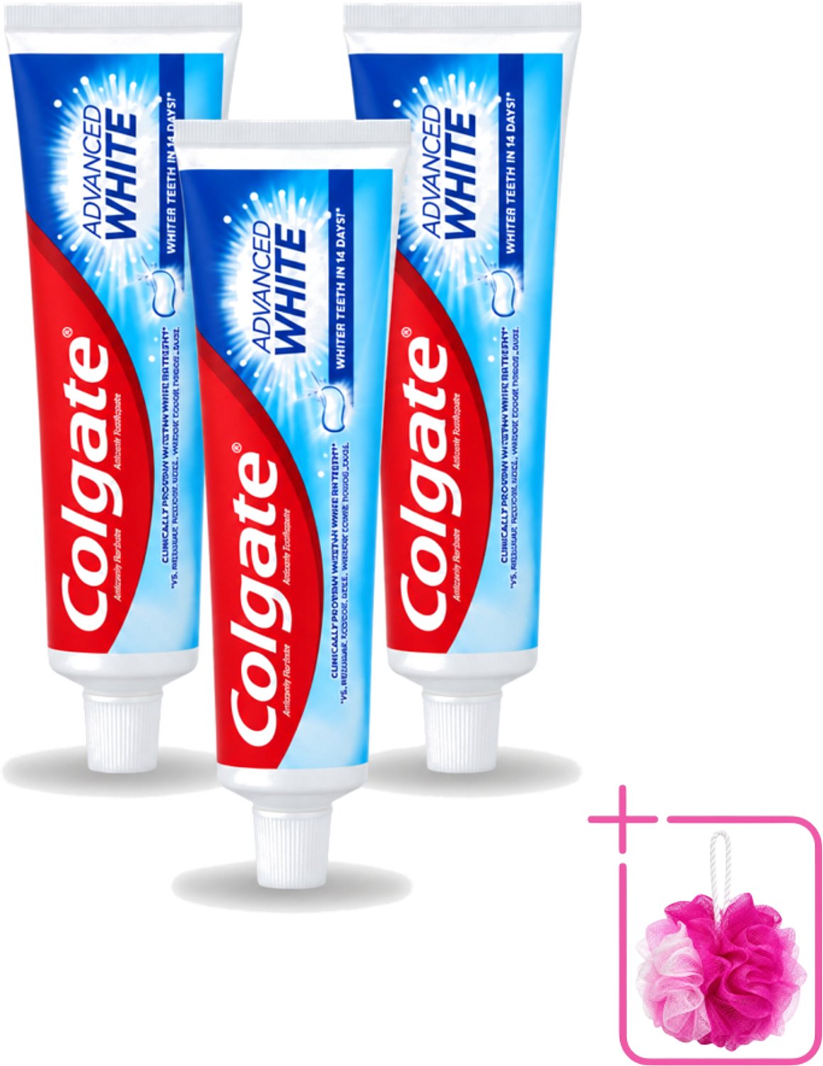 3 x Colgate - Advanced White - Tandpasta - 100ml - Bulkverpakking - Tandpasta - Douchemop - Witte tanden