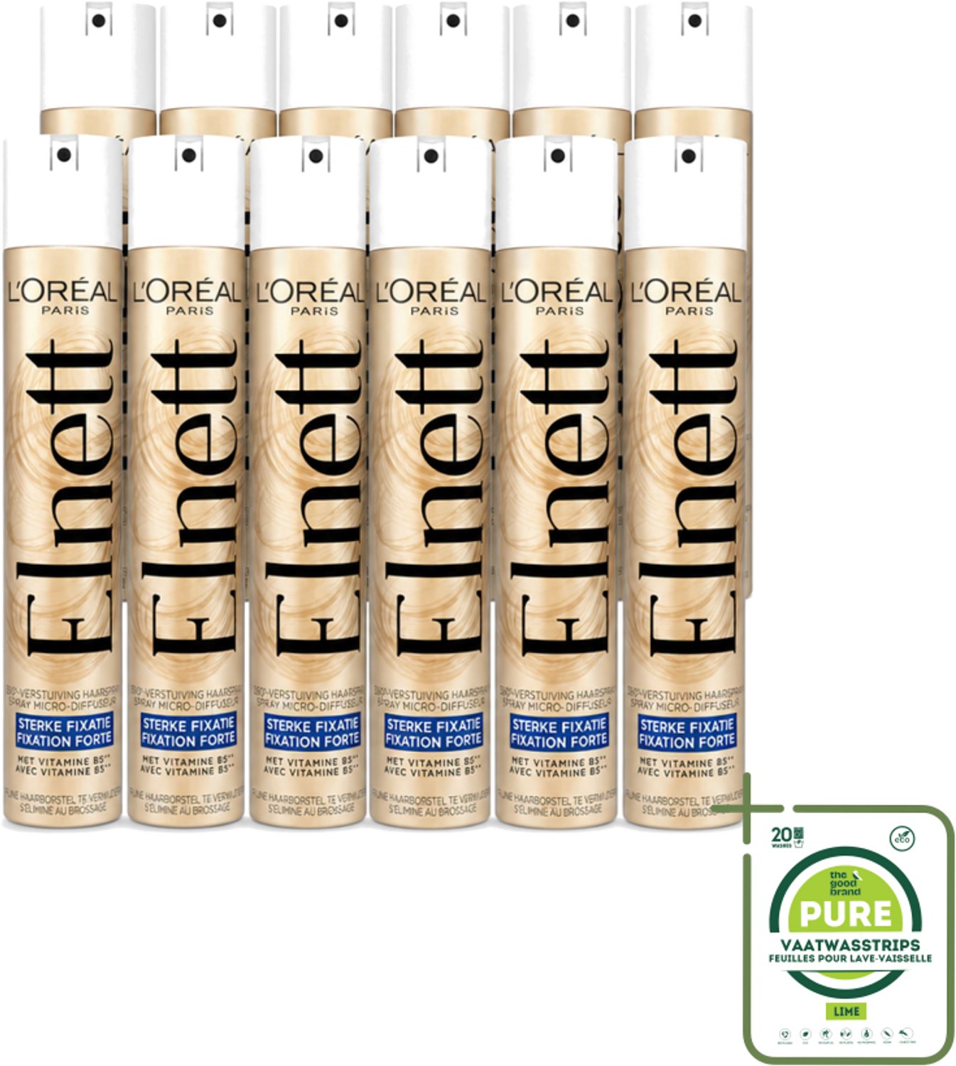 12 x L'Oréal Paris - Elnett Satin - Haarspray - Sterke Fixatie - Satijnzacht Gevoel - 300 ml - Grootverpakking - Haarspray - Satijnzacht Haar - Sterke Fixatie - Haarspray 300 Ml - Haarspray Voor Professionals