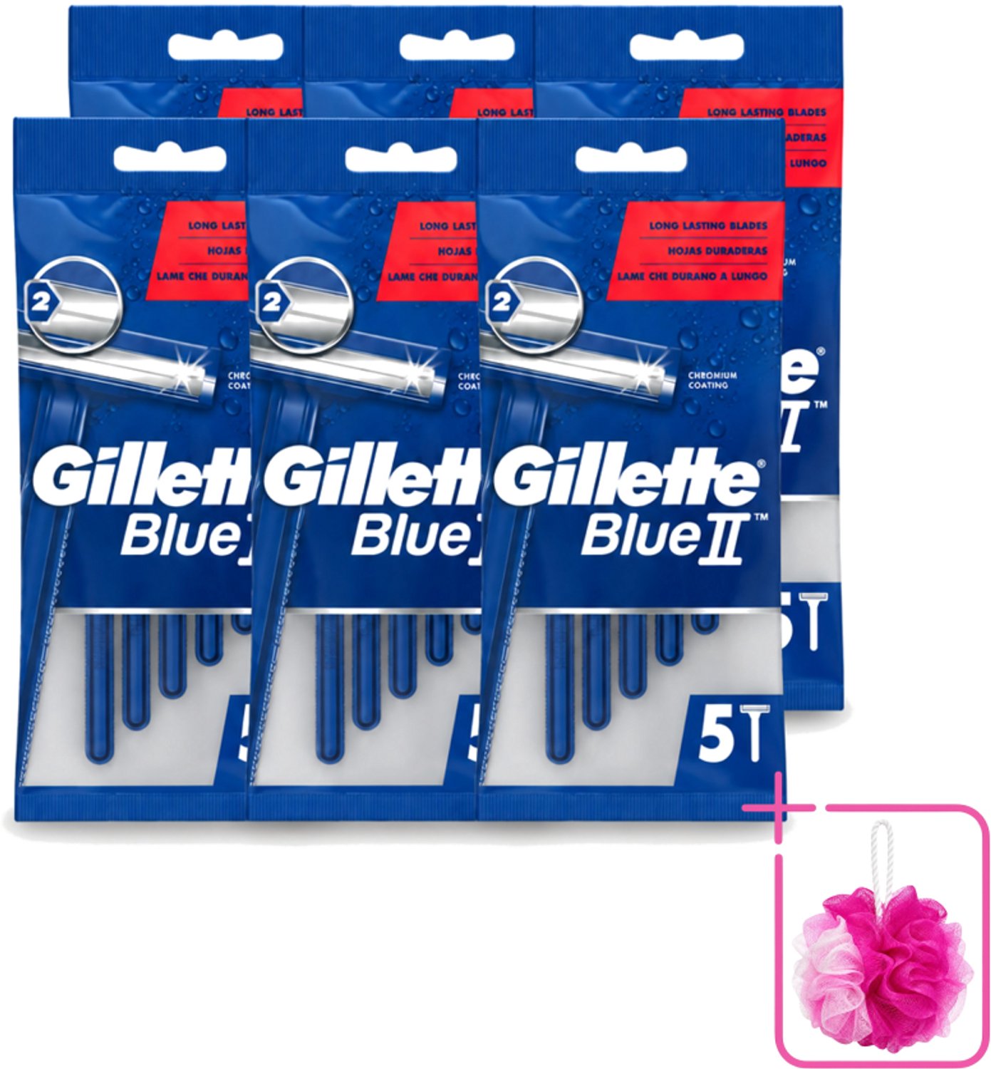 6 x Gillette - Blue II - Wegwerpscheermesjes - Precisie & Comfort - 5 Scheermesjes - Bulkverpakking - Scheermesje - Wegwerpscheermesje