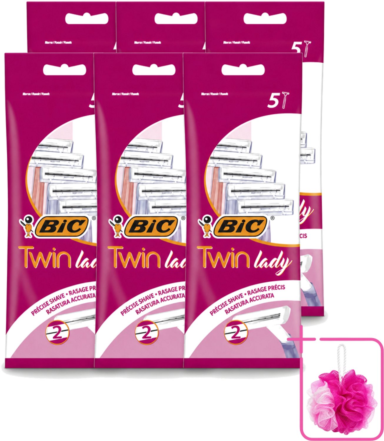 6 x Bic - Twin Lady - Scheermesjes - Dubbel Mesje - Wegwerpmesjes - 5 Scheermesjes - Bulkverpakking - Scheermesje vrouw - Wegwerpscheermesje