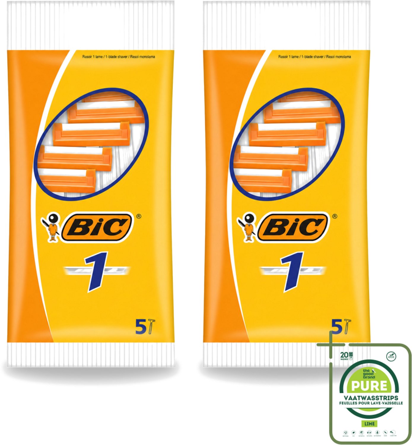 2 x Bic - Scheermesjes - Enkel Mesje - Wegwerpmesjes - 5 Scheermesjes - Grootverpakking - Scheermesje - Wegwerpscheermesje - Enkel Mesje - Roestvrijstalen Mesje - Chroomcoating