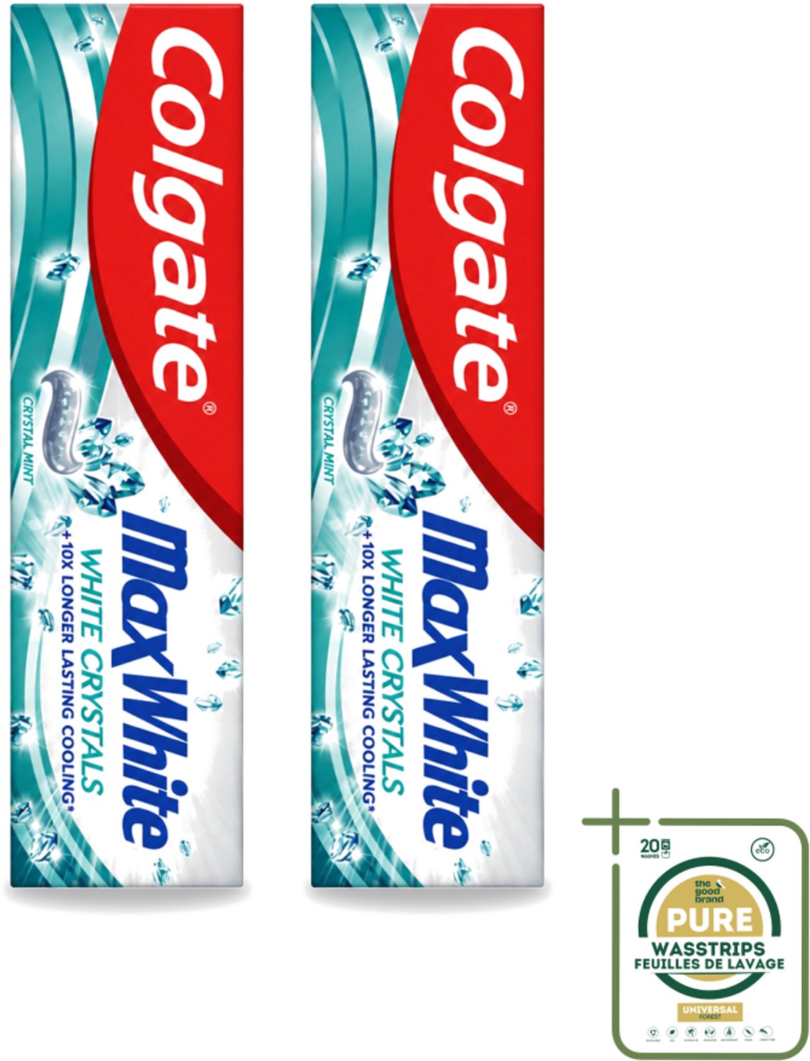 2 x Colgate - Max White - Whitening Crystals - Tandpasta - 100ml - Wasstrips - Tandpasta - Witte Tanden - Whitening Crystals - Tanden Witter Maken - Vlekverwijdering
