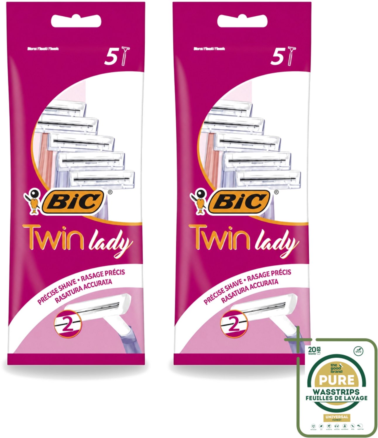 2 x Bic - Twin Lady - Scheermesjes - Dubbel Mesje - Wegwerpmesjes - 5 Scheermesjes - Scheermesjes - Wegwerpmesjes - Dubbel Mesje - Scheermesje - Vrouwelijke Scheermesjes
