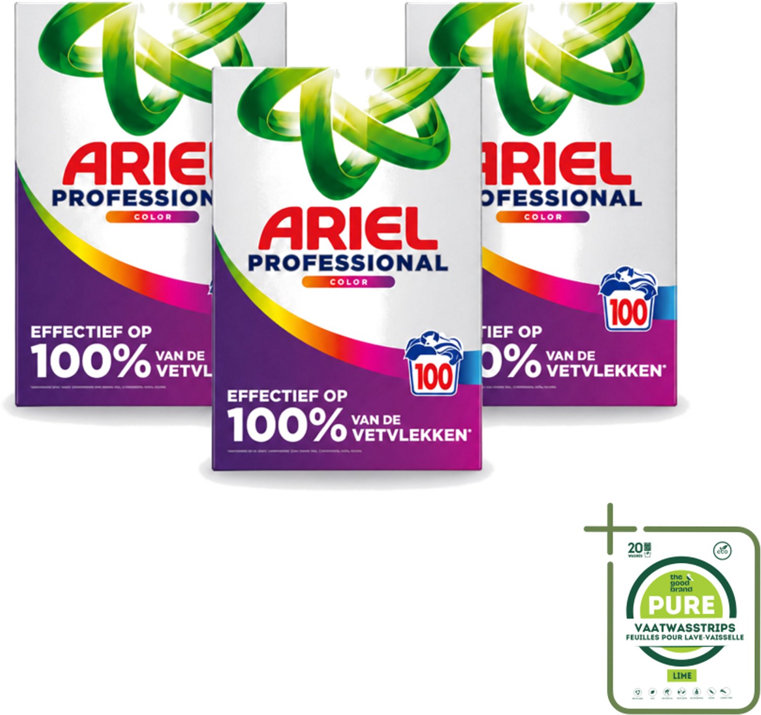 3 x Ariel – Waspoeder – Professional Color – 100 wasbeurten - 5,5 kg - Grootverpakking - Vaatwasstrips - Waspoeder Kleur - Waspoeder Voor Gekleurde Was - Waspoeder Met PEG-technologie - Kleurbehoud Was - Krachtige Vlekverwijdering