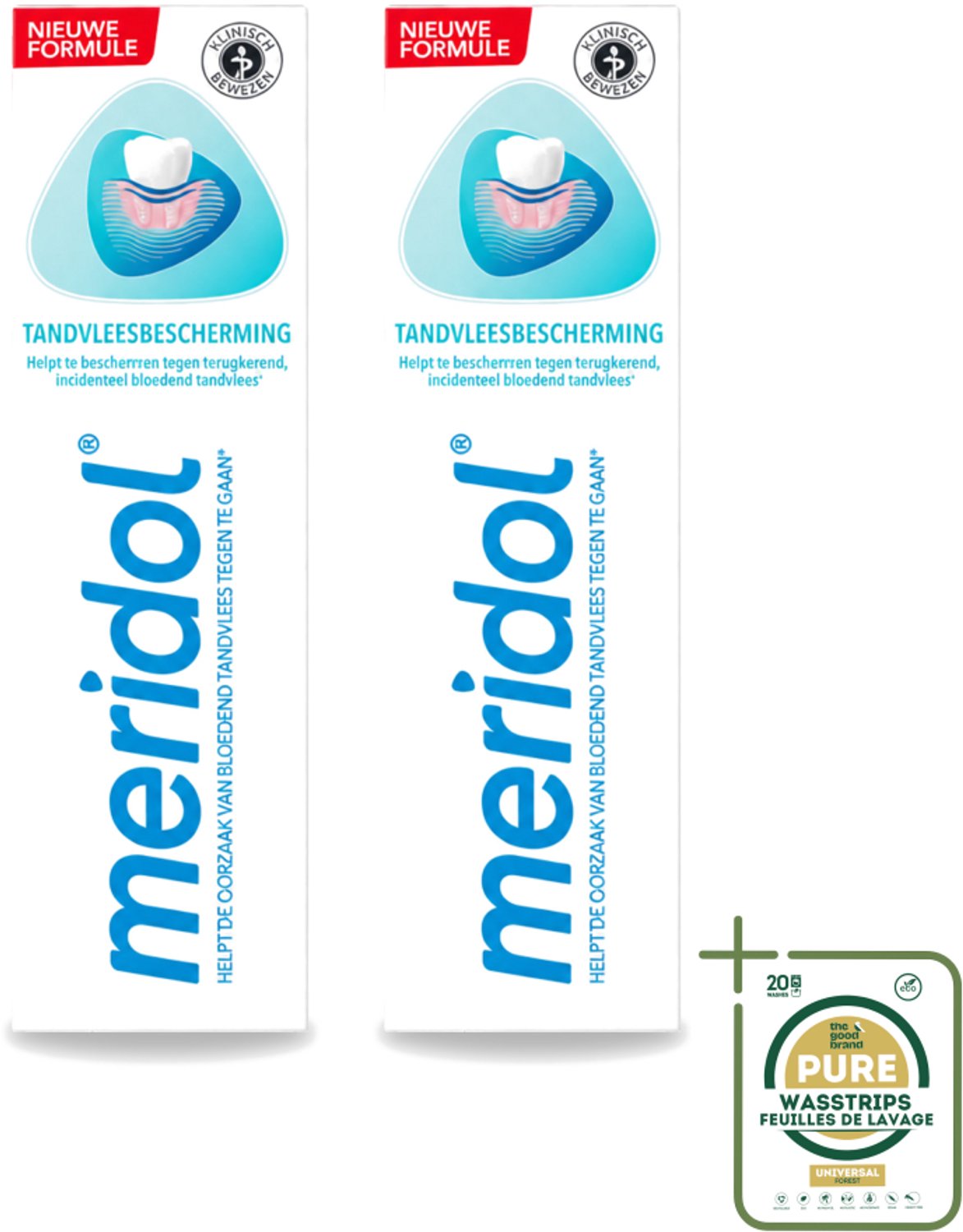 2 x Meridol - Tandpasta - Dagelijkse Tandverzorging - Beschermt tegen Tandvleesproblemen - 75 ml - Wasstrips - Tandpasta - Tandvleesbescherming - Geïrriteerd Tandvlees - Antibacteriële Tandpasta - Gezond Tandvlees