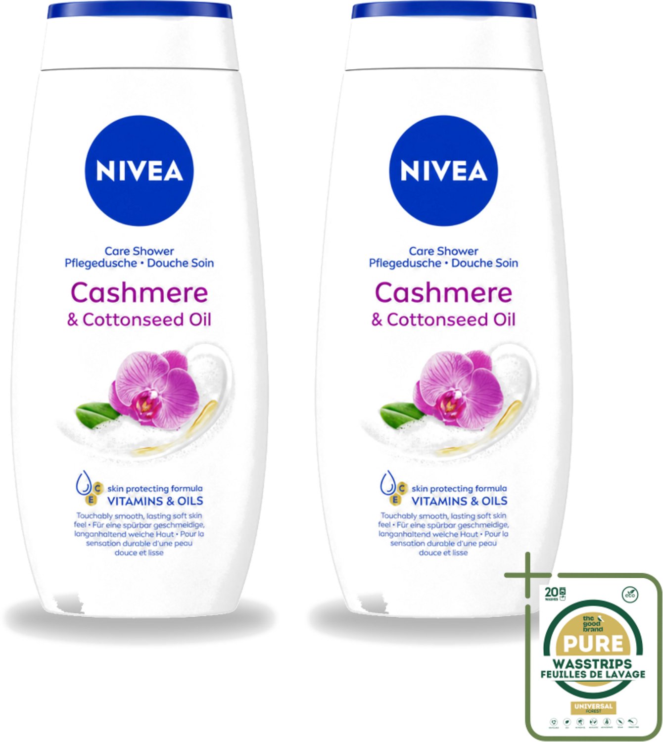 2 x Nivea - Douche Cashmere Moments - Beschermend - 250 ml - Wasstrips - Douchegel Cashmere - Beschermende Douchegel - Cashmere Geur - Huid Verzorgen - Huid Hydraatatie
