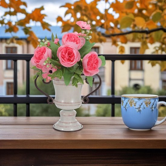 Vintage Ijzeren Trompetvaas met Rustieke Metalen Urn Plantenbak Hoge Farmhouse Bloempot voor Tuin Bruiloftscentrumstuk Duurzaam Eenvoudig Te Onderhouden — afbeelding 4