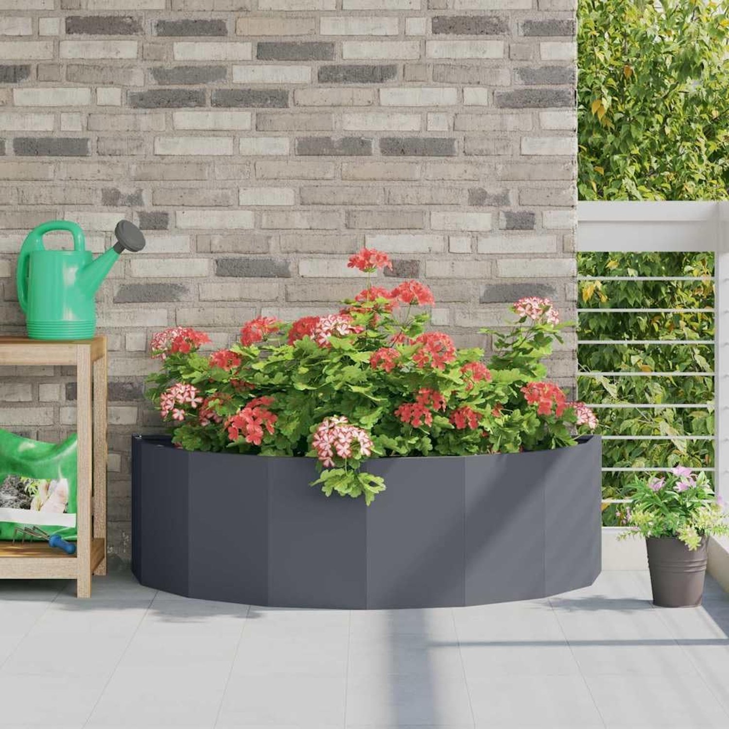 Bloembak tuin plantenbak staal antraciet 120 x 60 x 35 cm