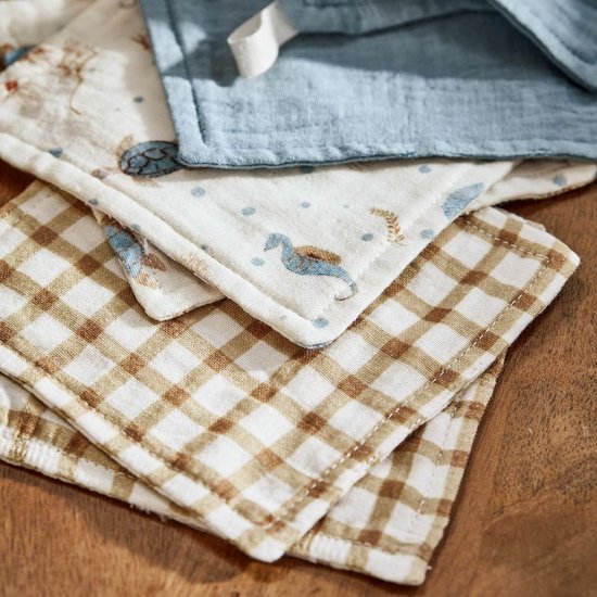 LOBERON Washandje set van 6 Tinkertop blauw/beige van Merkloos — afbeelding 2