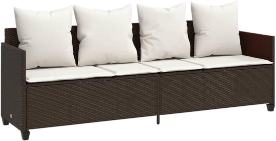 Poly rattan verstelbare loungeset bruin — afbeelding 4