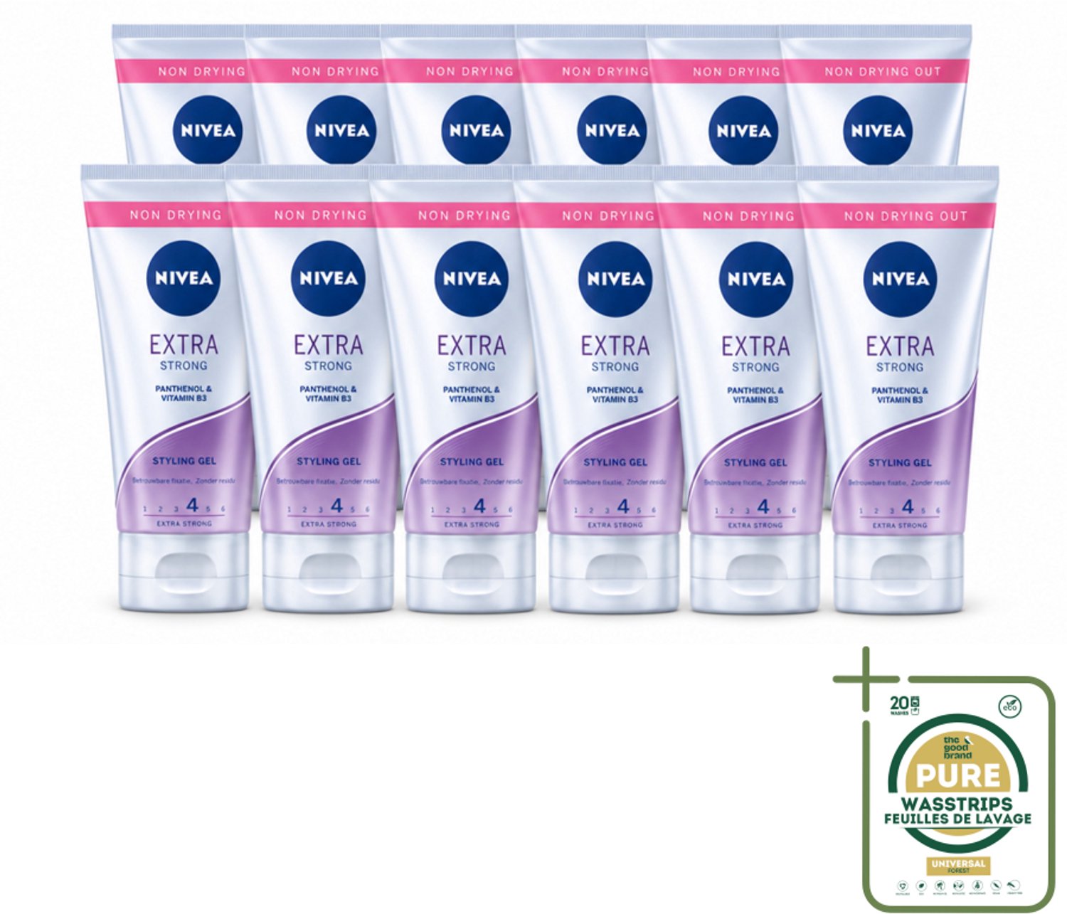 12 x NIVEA - Stylingsgel - Extra Sterk - Betrouwbare Fixatie - 150 ml - Wasstrips - Stylinggel - Haarfixatie - Haarvoeding - Haarbescherming - Gezond Haar