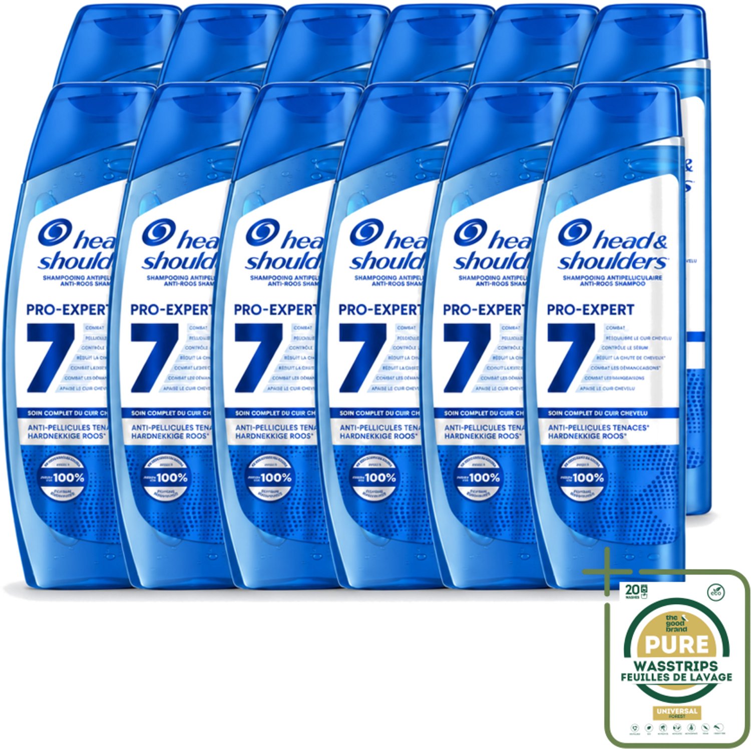 12 x Head & Shoulders - Shampoo - Pro-Expert 7 - Anti-Roos - 250 ml - Wasstrips - Anti-roos Shampoo - Hoofdhuidbescherming - Roosbestrijding - Tea Tree-olie - Hoofdhuidbalans