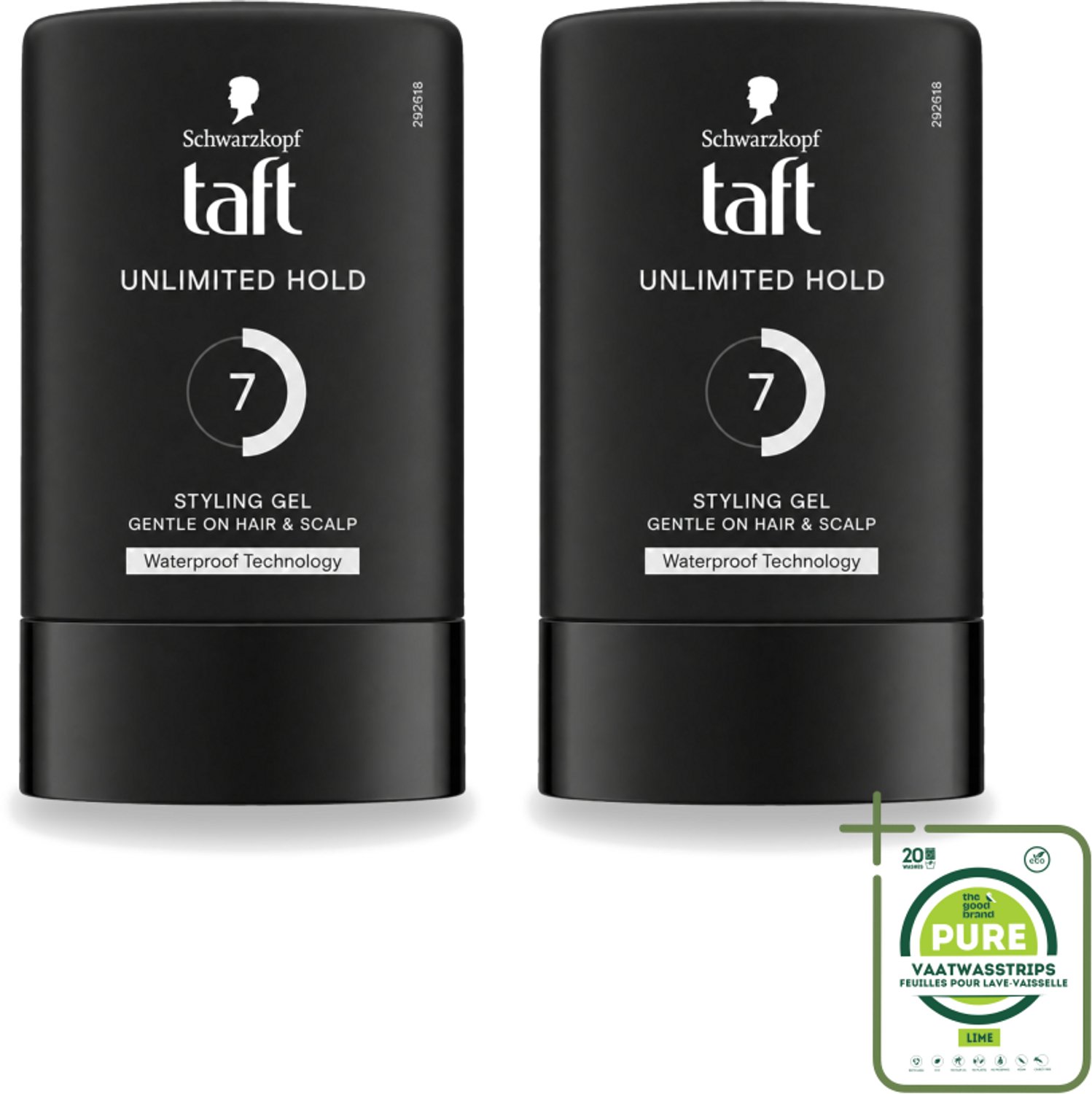 2 x Taft - Unlimited Hold 7 - Styling Gel - Onbegrensde hold - 300 ml - Grootverpakking - Waterbestendig Haar Gel - Sterk Houden Haar Gel - Waterdicht Haar Gel - 72 Uur Houden Haar Gel - Vegan Haar Gel