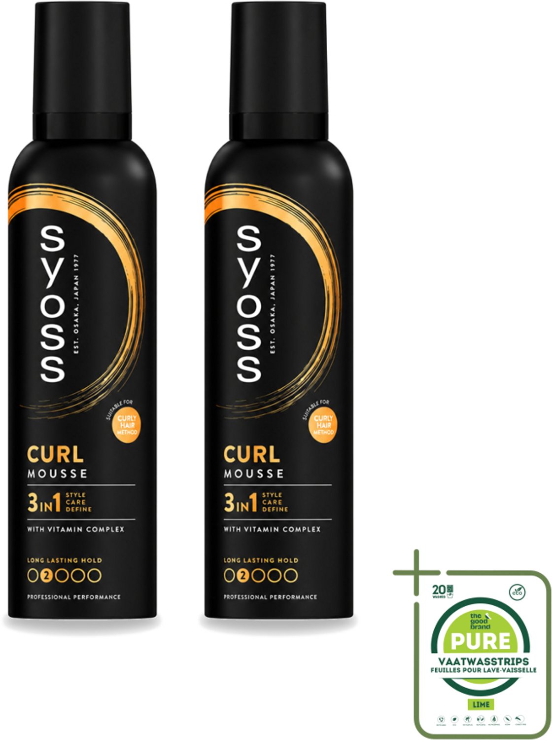 2 x Syoss - Curl - Haarmousse - Anti-Pluis & Bounce - 250 ml - Grootverpakking - Krullen - Haarmousse - Anti-pluis - Kruldefinitie - Haarkleur