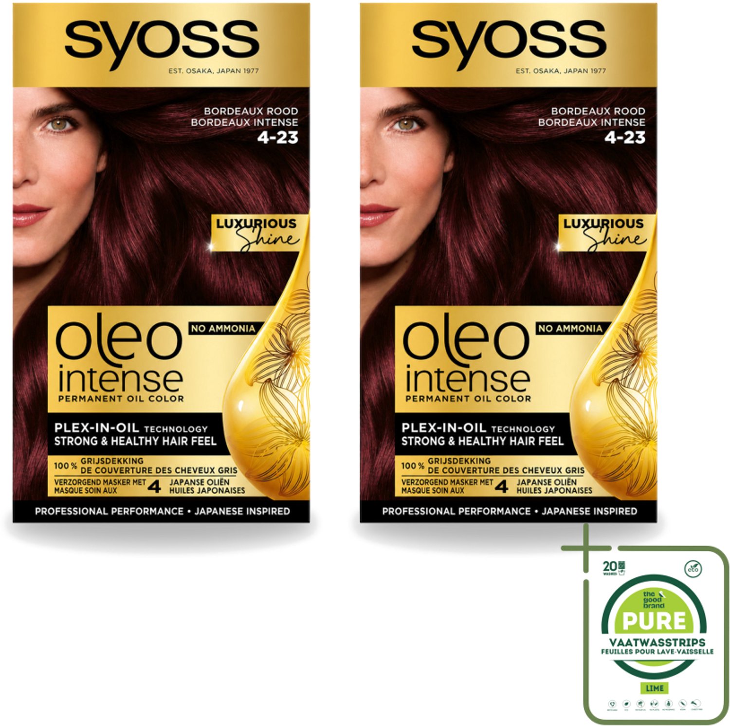 2 x SYOSS - Oleo Intense 4-23 - Haarverf - Permanente Haarkleuring - Bordeaux Rood - Langdurige Kleur - Grootverpakking - Vaatwasstrips - Haarkleur - Bordeauxrood - Permanent Haarkleuren - Haarverzorging - Haarverf Zonder Ammoniak