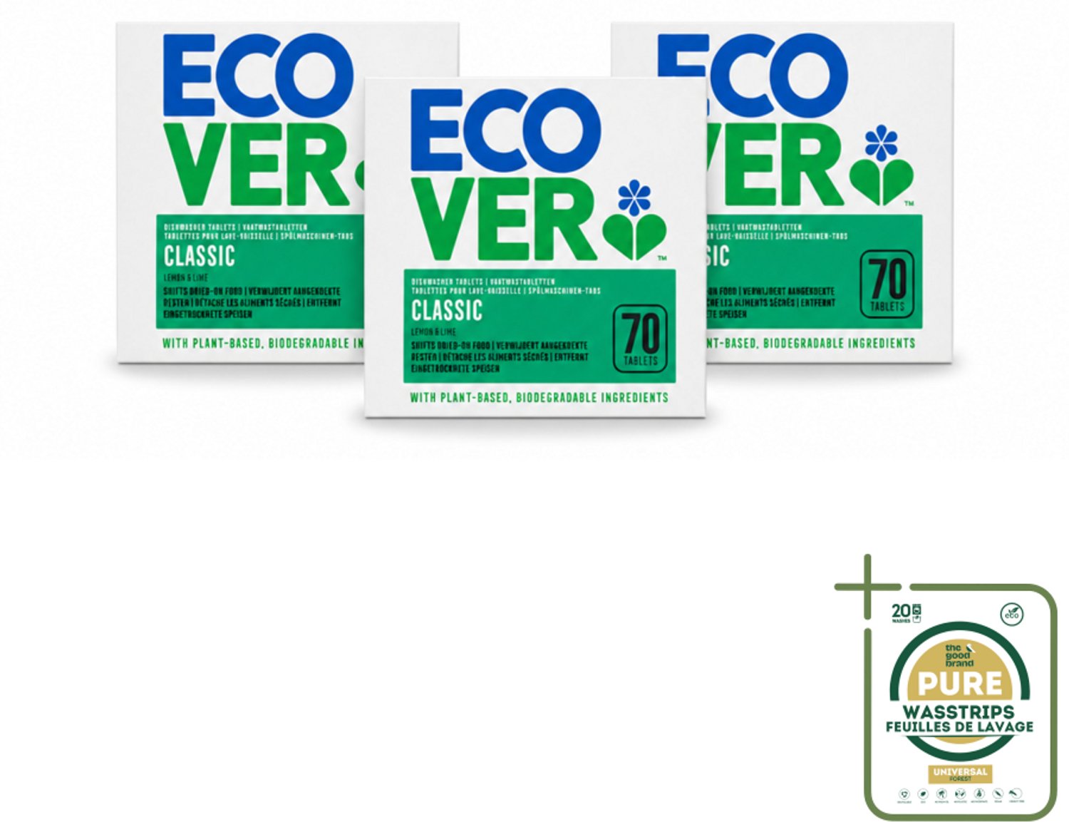 3 x Ecover - Vaatwastabletten Classic - Citroen & Limoen - 70 Tabs - Vaatwasmiddel - Vaatwastabletten - Citroen En Limoen - Milieuvriendelijk - Fosfaatvrij