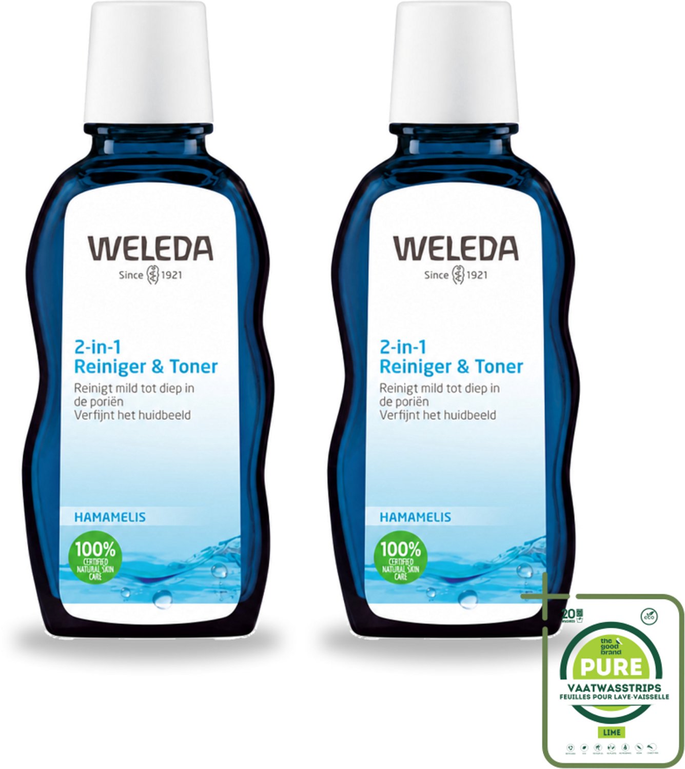 2 x WELEDA - Reiniger & Toner 2‑in‑1 - 100 ml - Grootverpakking - Vaatwasstrips - Gezichtsverzorging - Reinigen - Tonen - Natuurlijke Reiniger - Huidverzorging