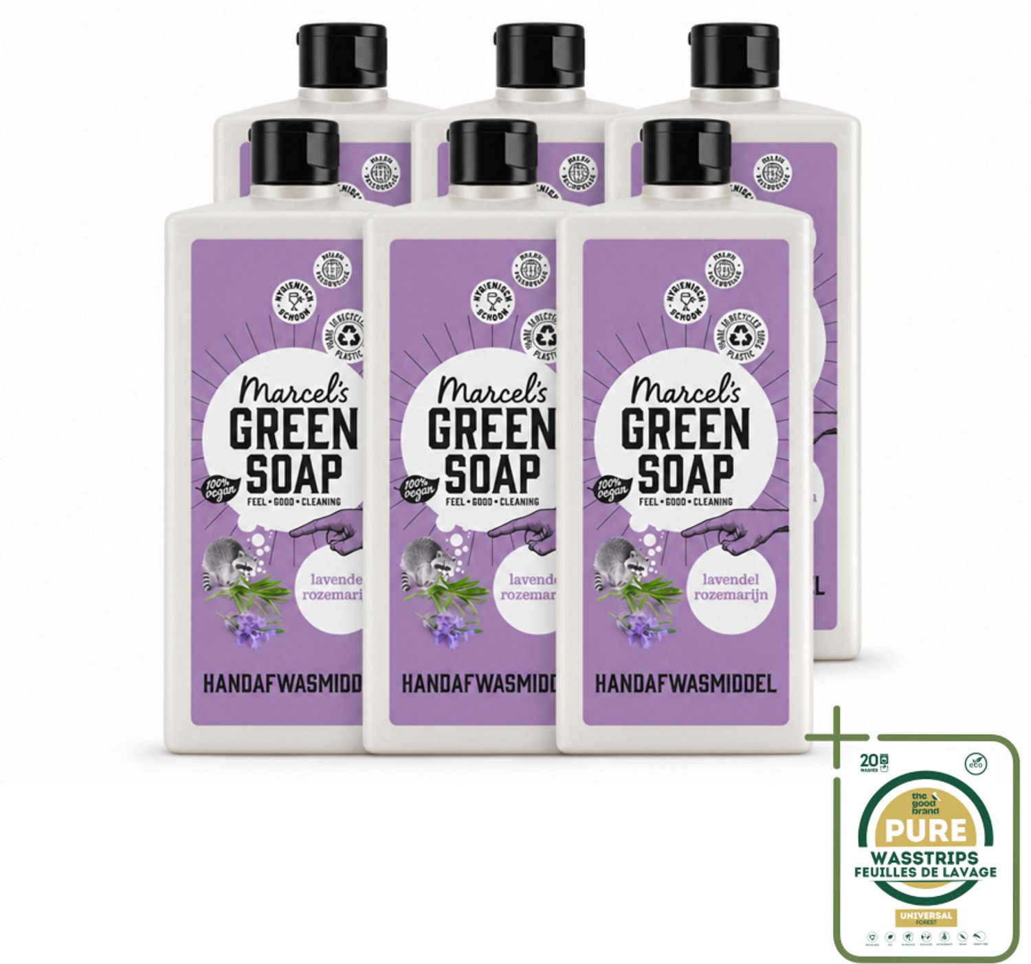 6 x Marcel's Green Soap - Afwasmiddel - Lavendel & Rosemarijn - Voor dagelijks gebruik - 500 ml - Wasstrips - Afwasmiddel Lavendel En Rozemarijn - Natuurlijk Afwasmiddel - Vegan Afwasmiddel - Biologisch Afbreekbaar Afwasmiddel - Milde Afwas