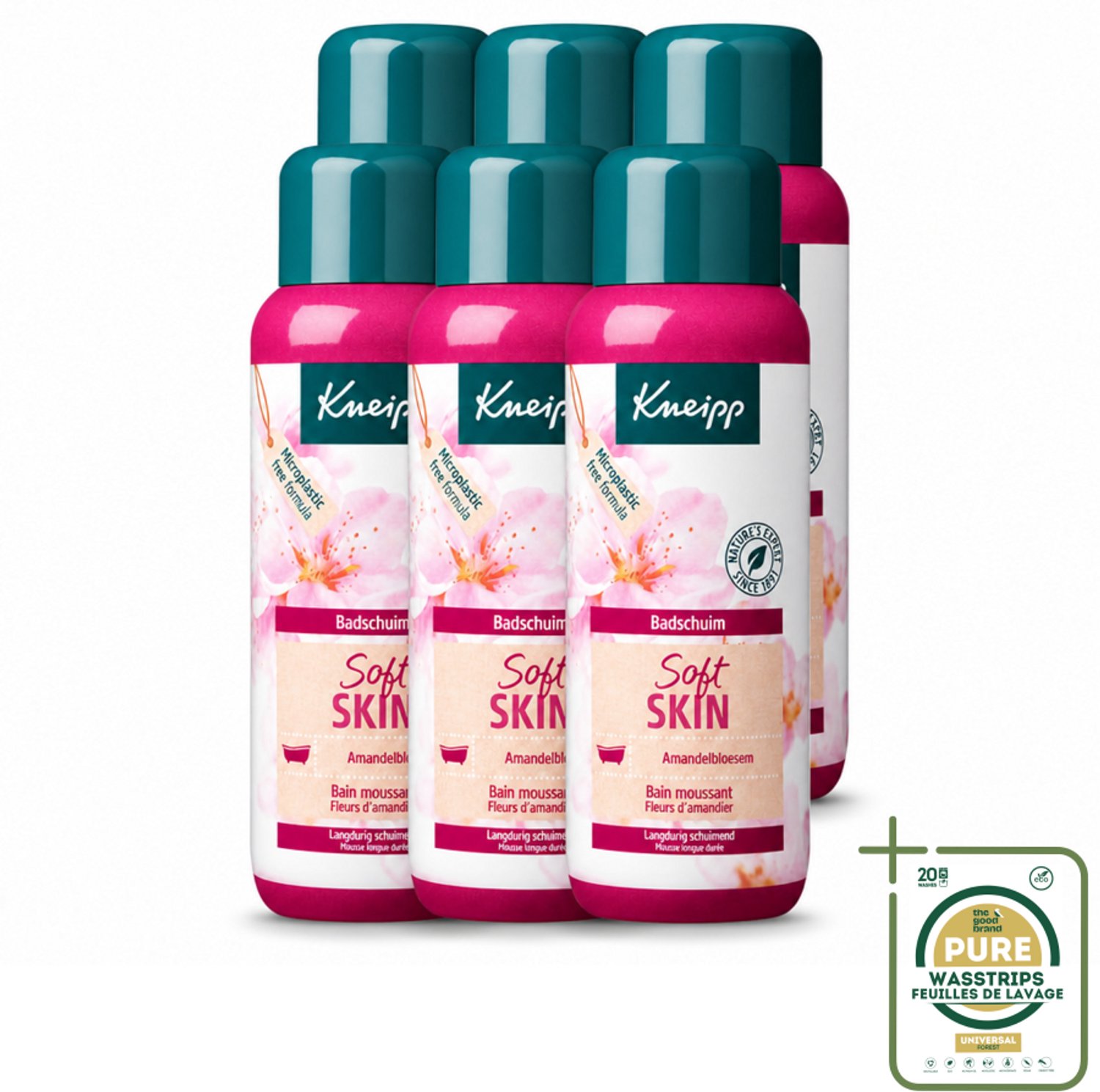 6 x Kneipp - Badschuim - Amandelbloesem - Voor droge en gevoelige huid - 400 ml - Wasstrips - Badshuim - Droge Huid - Gevoelige Huid - Amandelolie - Natuurlijke Verzorging