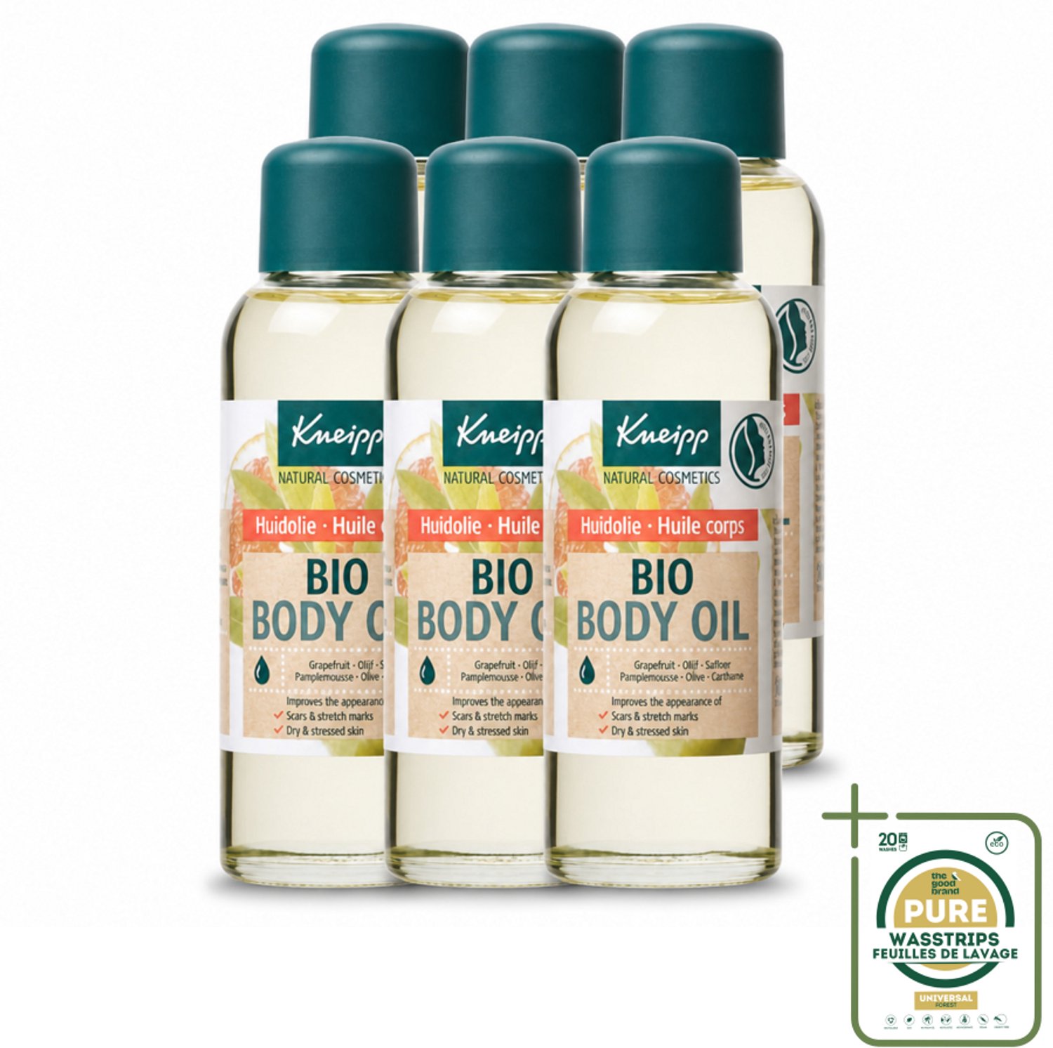 6 x Kneipp - Huidolie - Bio - Voor striae & littekens - 100 ml - Wasstrips - Huidverzorging - Striae - Littekens - Droge Huid - Huidelasticiteit