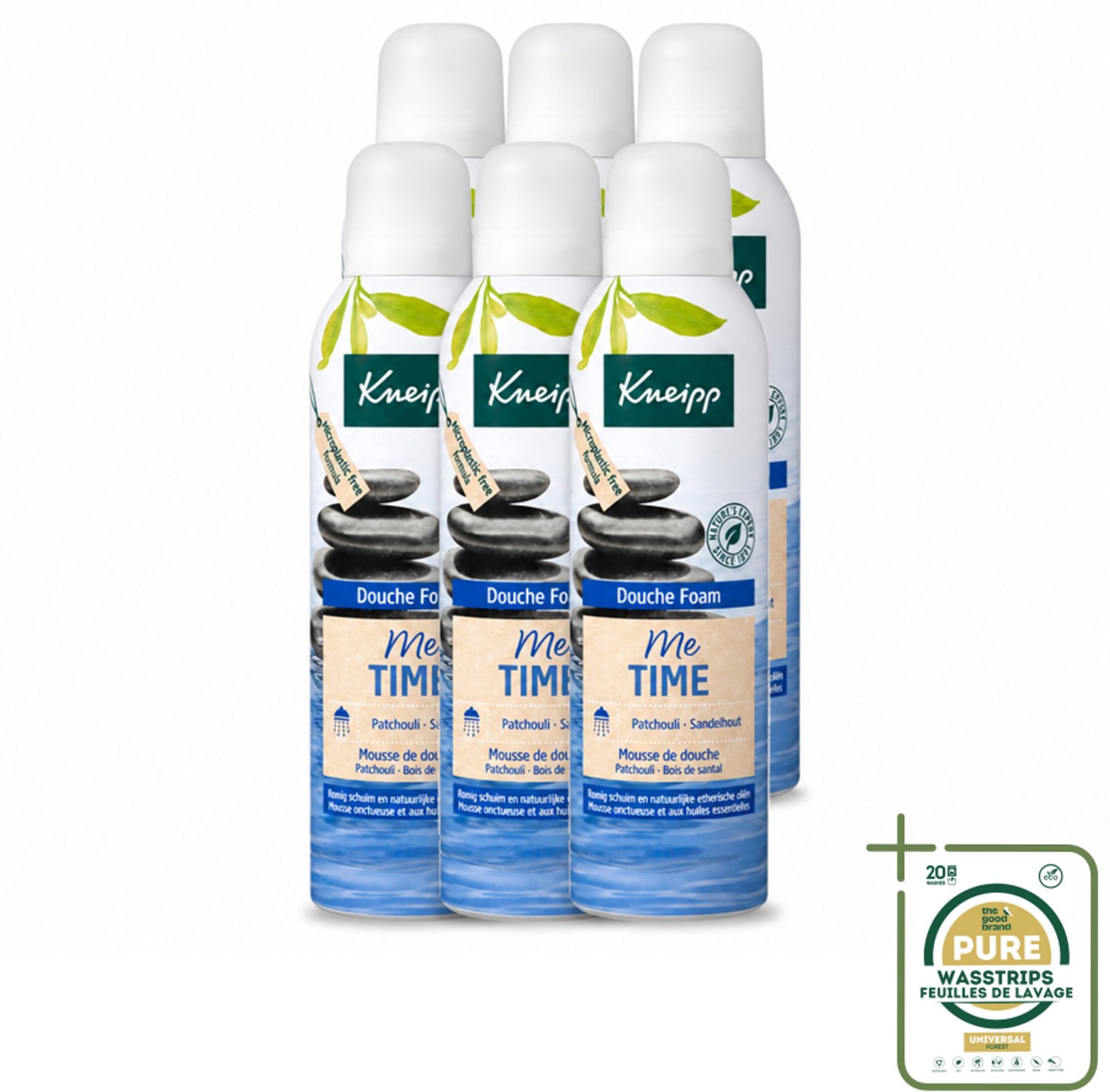 6 x Kneipp - Douche schuim - Me‑Time - Patchouli & Sandelhout - 200 ml - Wasstrips - Douche Schuim - Me-time - Patchouli En Sandelhout - Huidverzorging - Ontspanning