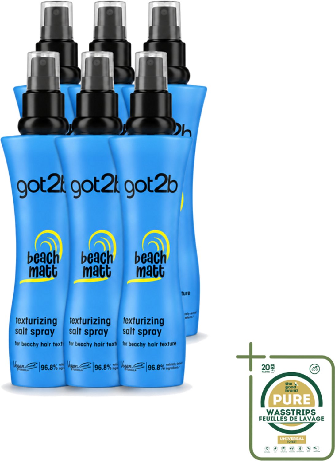 6 x Got2B - Salt Spray - Beach Babe - 200 ml - Wasstrips - Zeezout Spray - Strandlook - Textuur Haar - Volume Haar - Nonchalant Haar